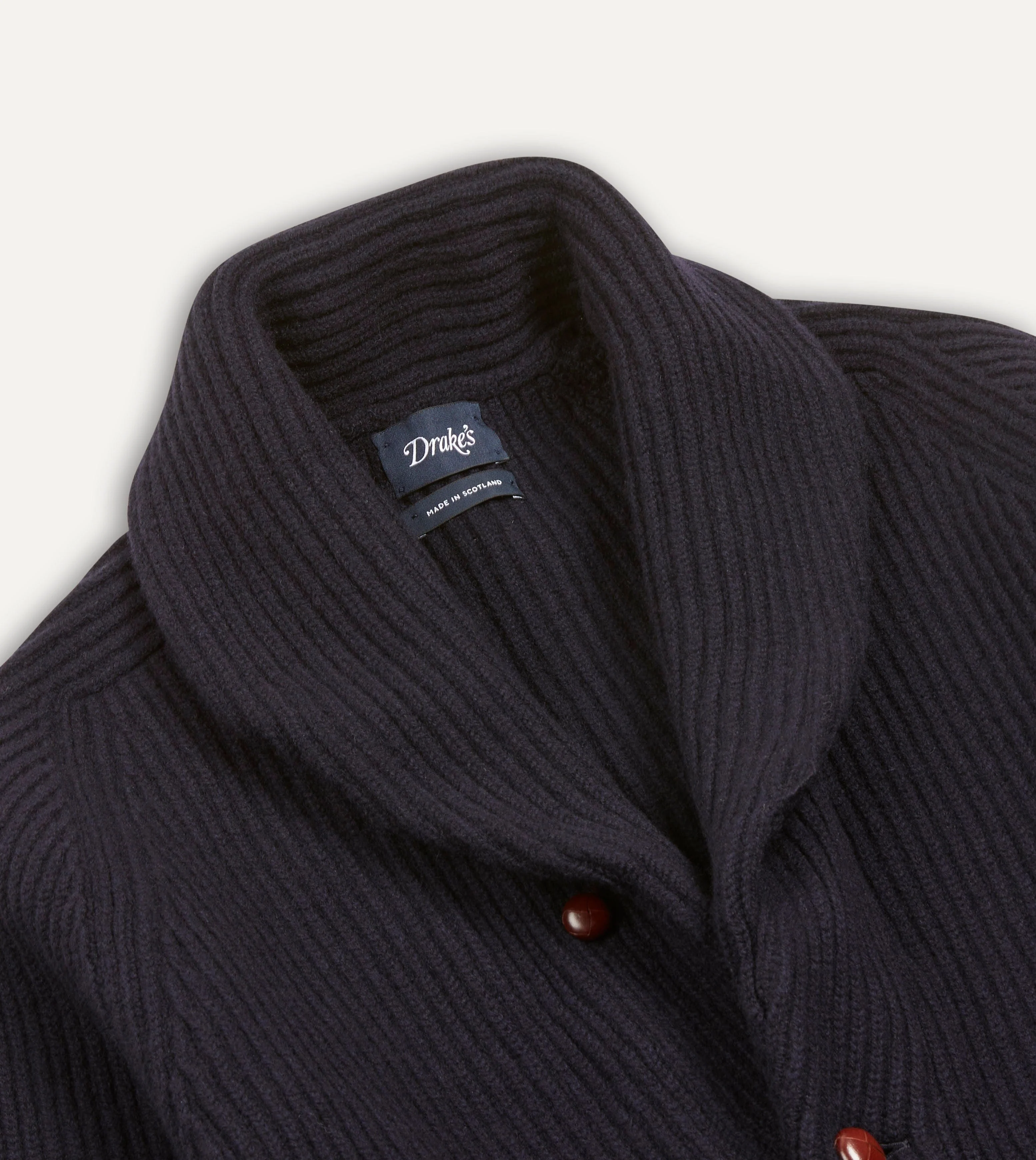 Navy Lambswool Shawl Collar Cardigan - Image 3