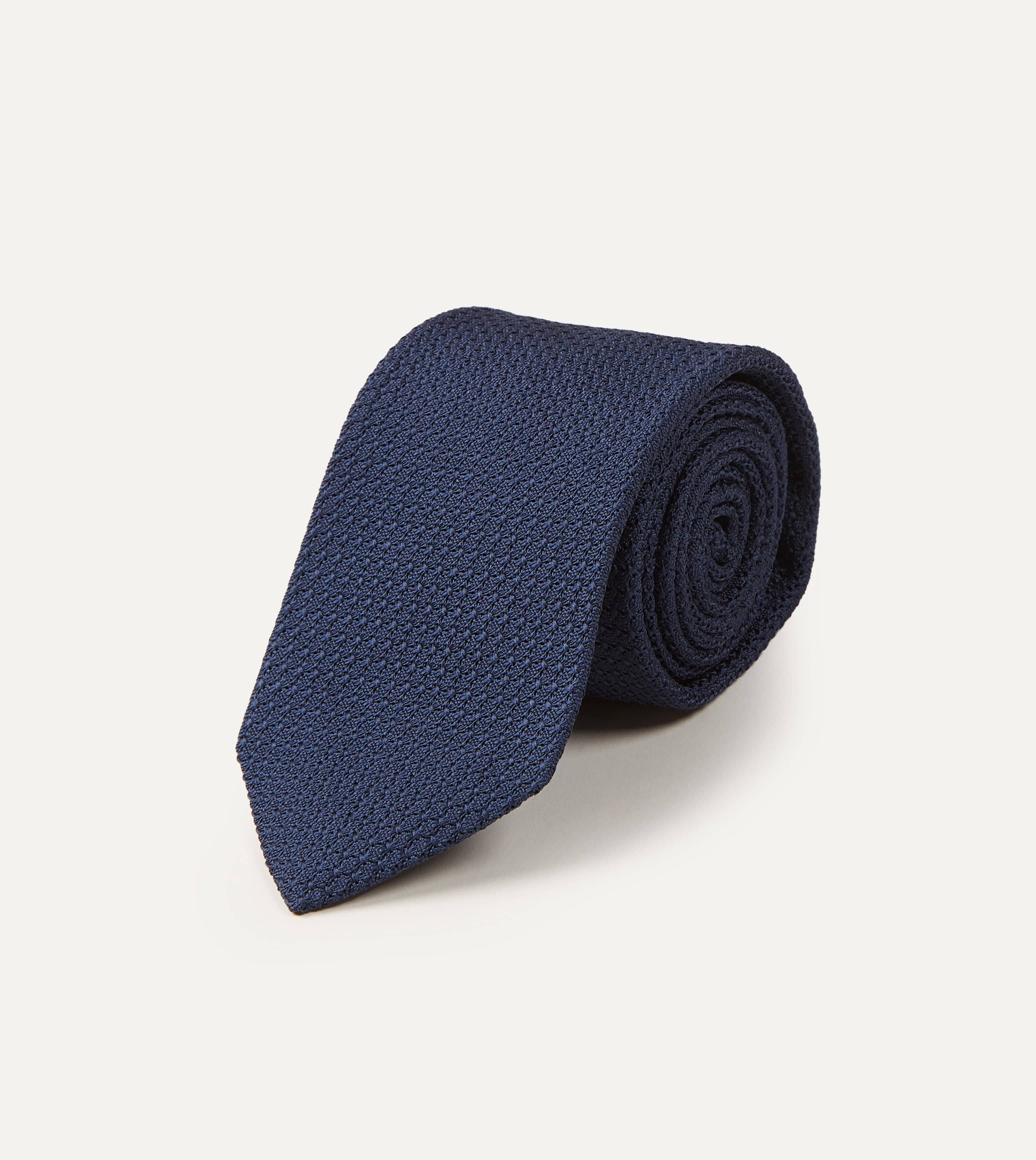 Navy Large Knot Grenadine Tipped Tie - Image 2