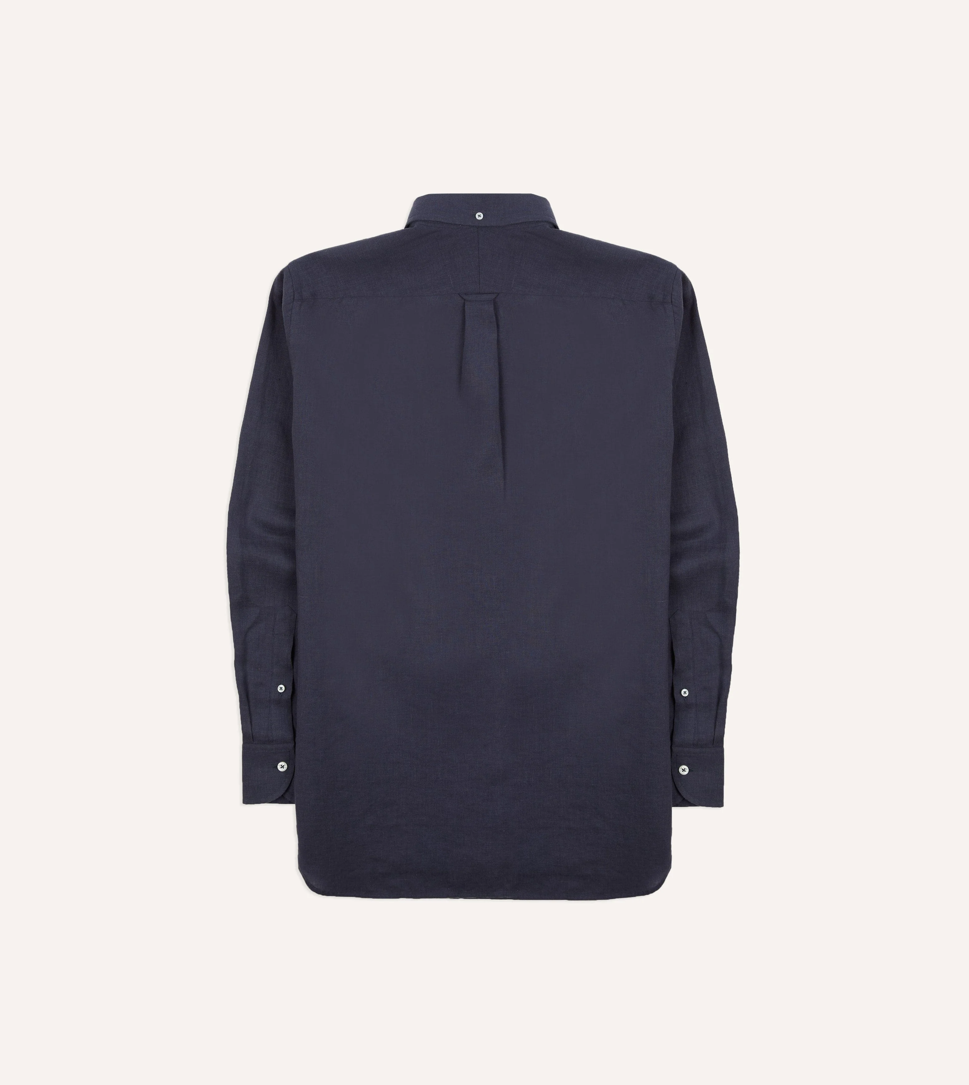 Navy Linen Button-Down Collar Shirt - Image 7