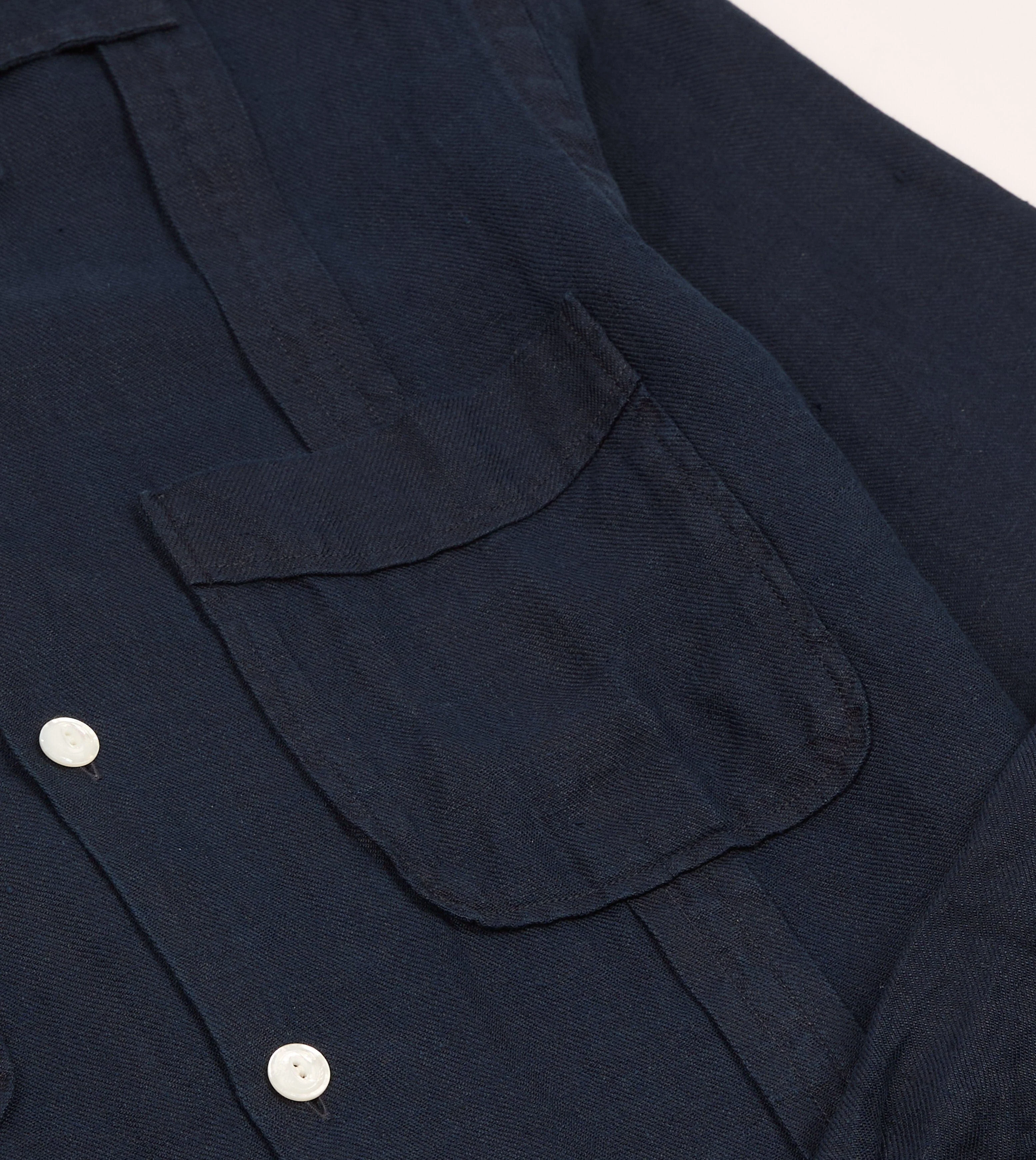 Navy Linen Twill Cuban Shirt - Image 5