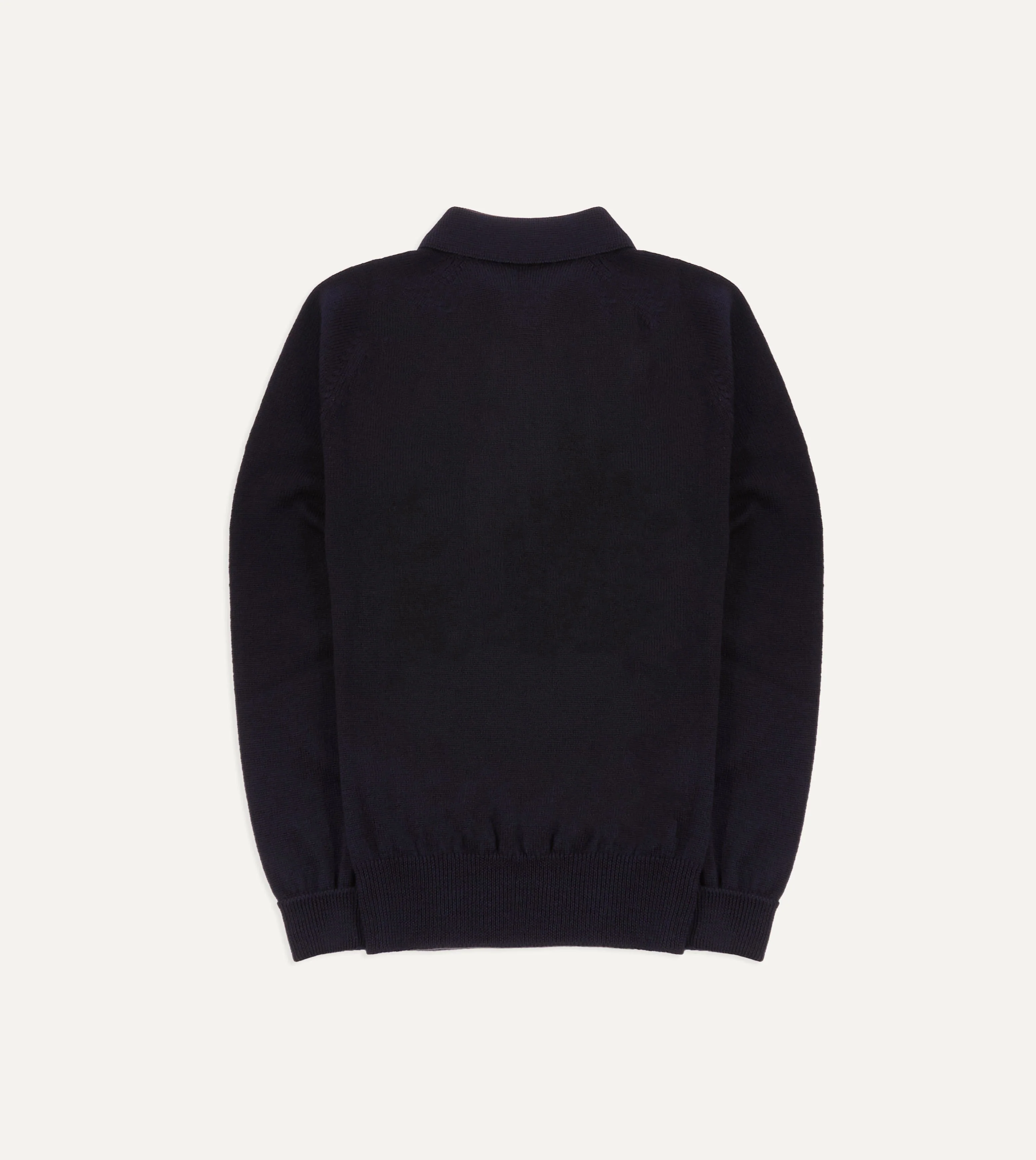 Navy Merino Wool Knitted Polo - Image 4