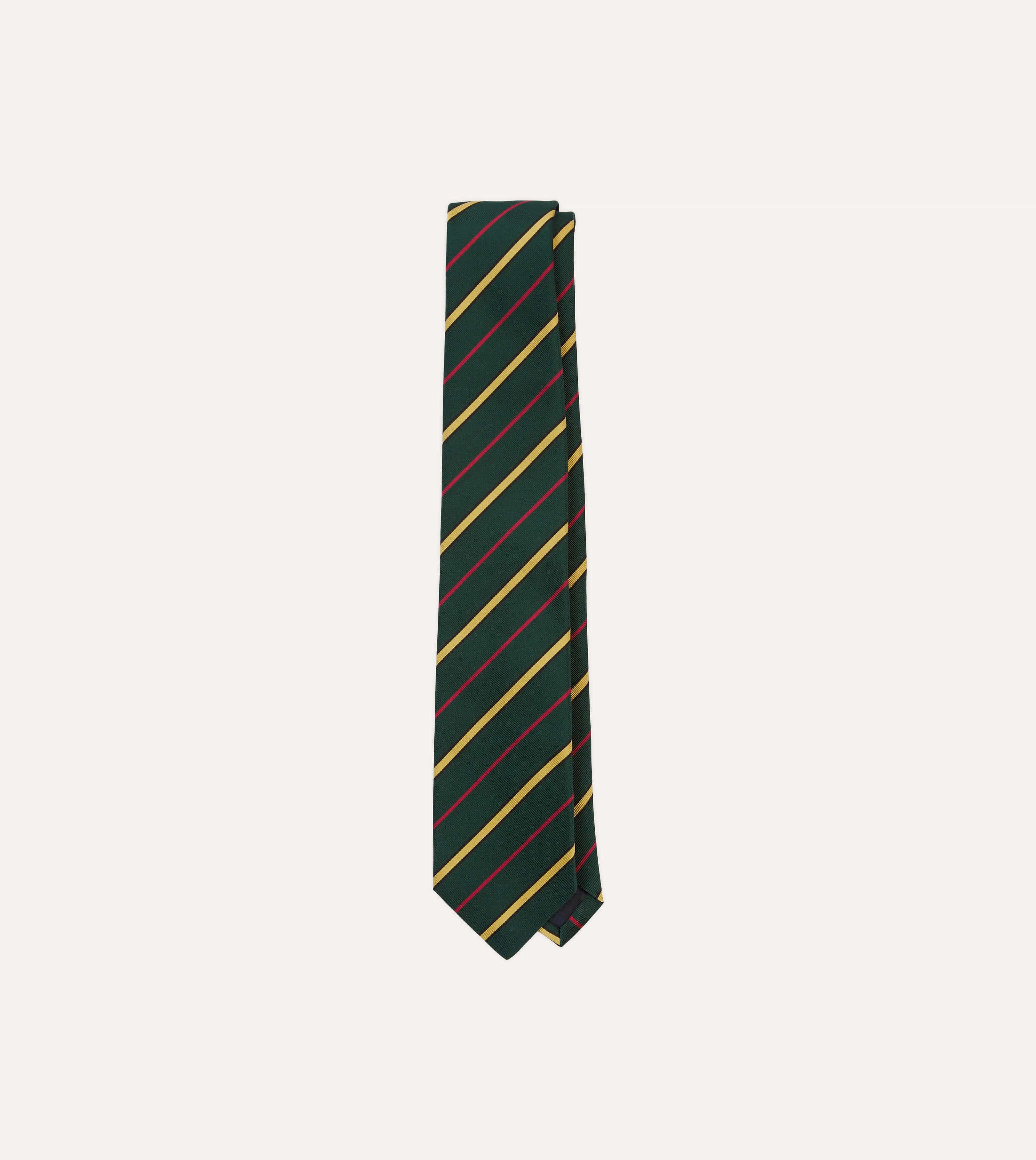 Navy, Red and White Multi Stripe Mogador Silk Tipped Tie