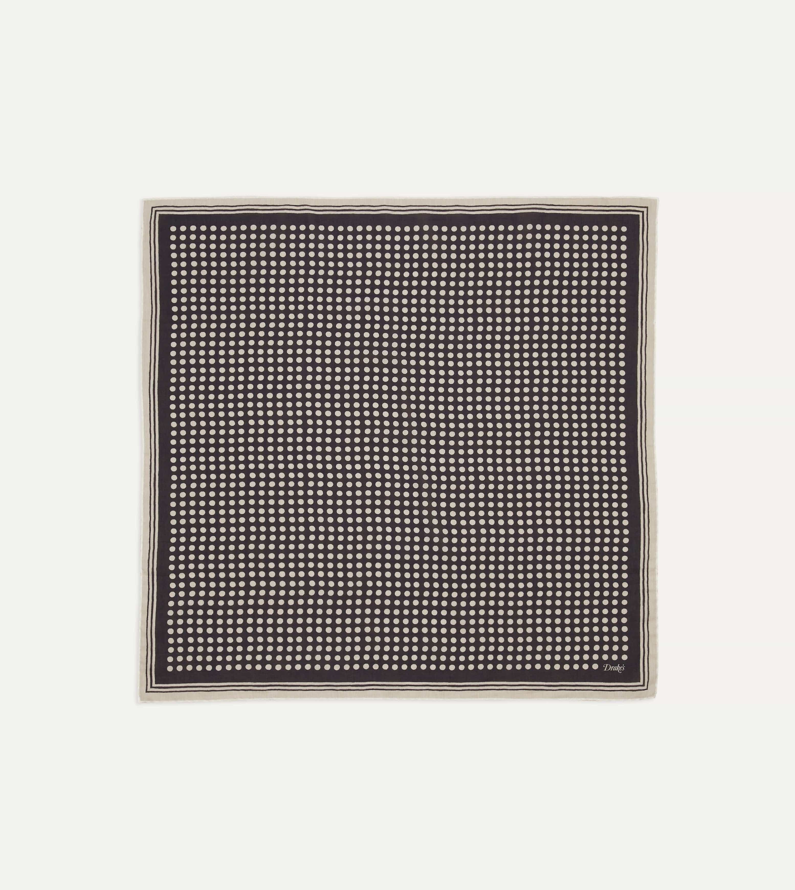 Navy Spots Print Silk-Cotton Bandana - Image 3