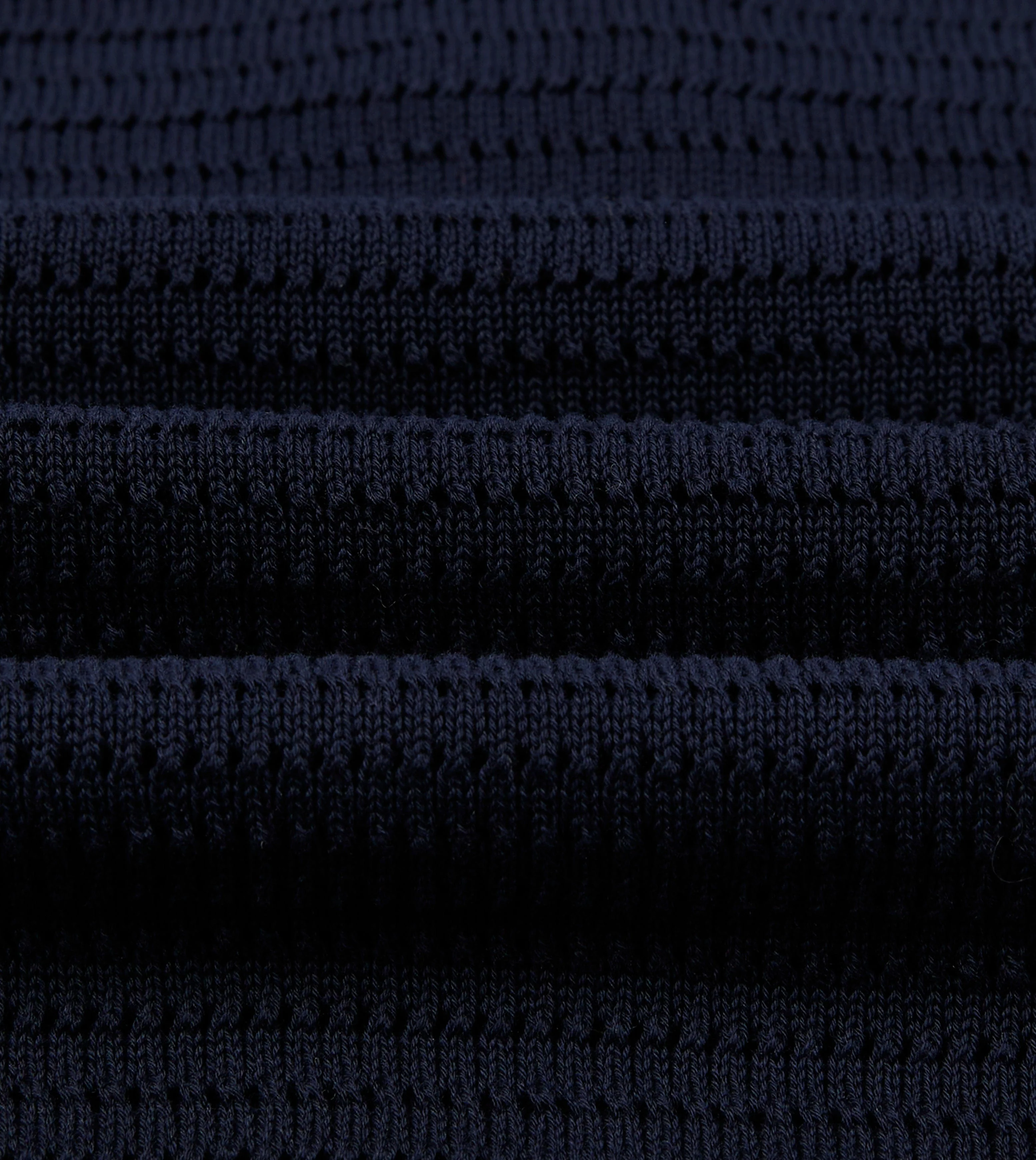 Navy Waffle Knit Cotton Short-Sleeve Polo Shirt - Image 3