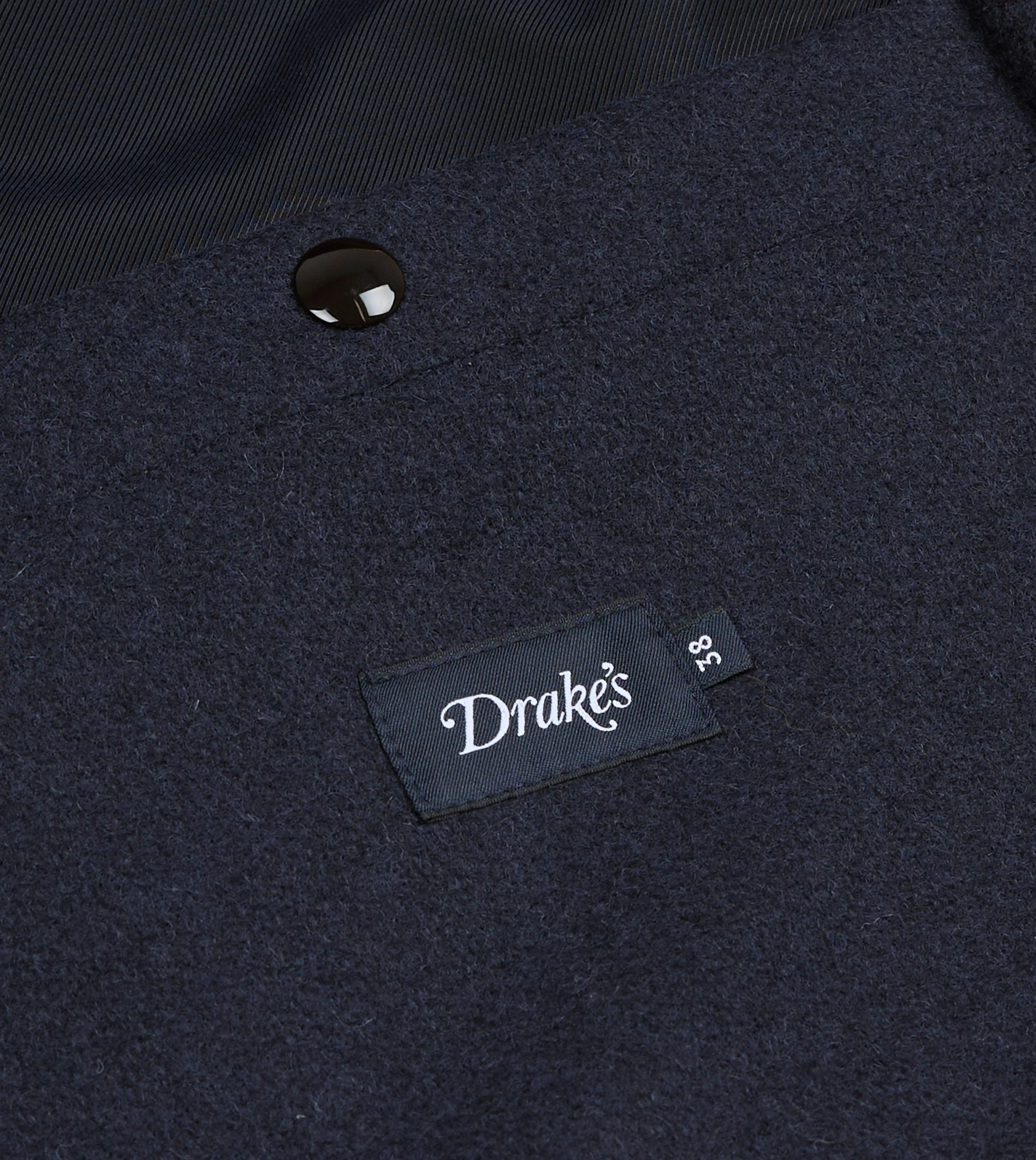 Navy Wool and Leather A-2 Bomber Jacket - Image 7