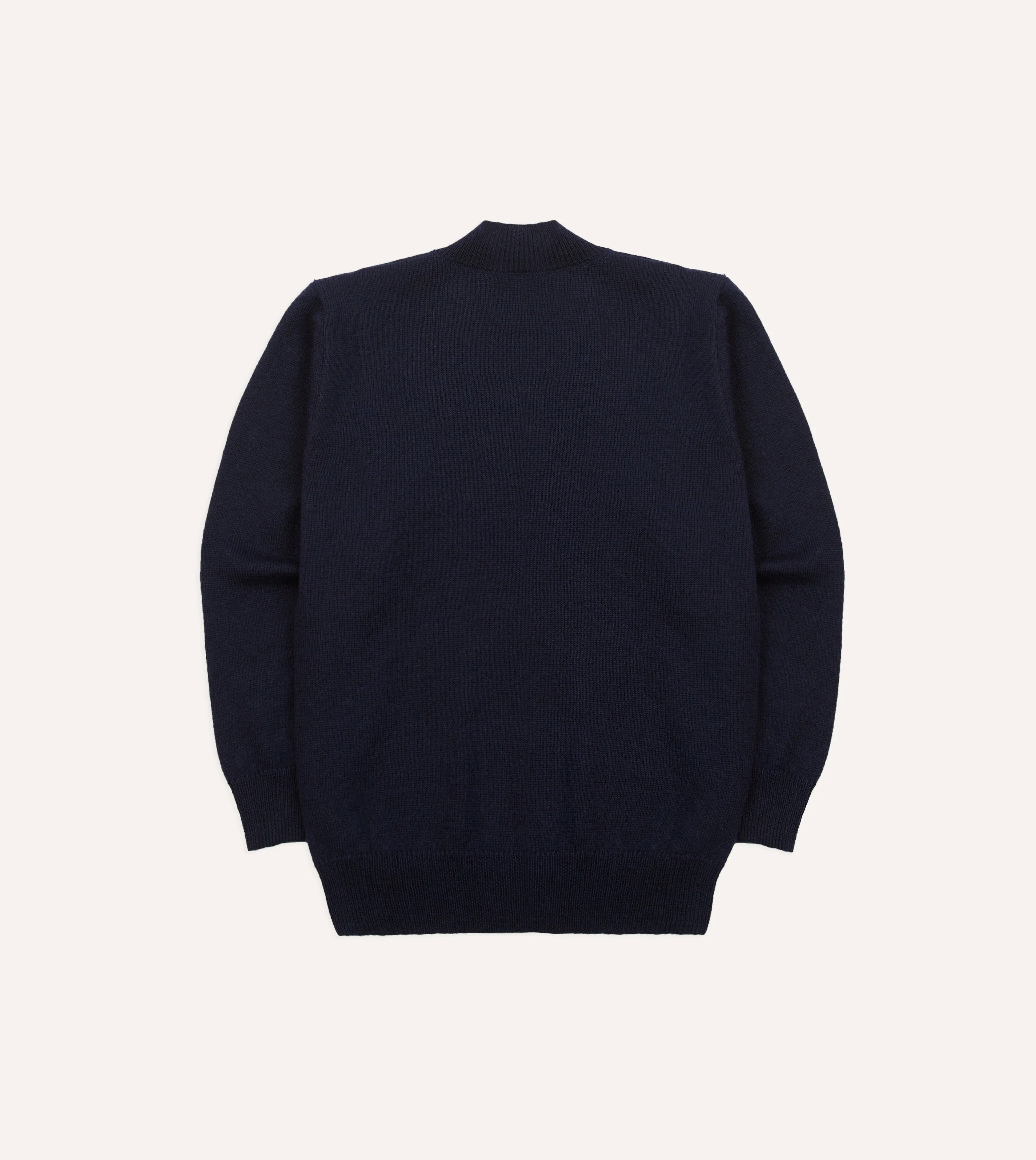 Navy Wool Mock Neck Jumper - Image 5