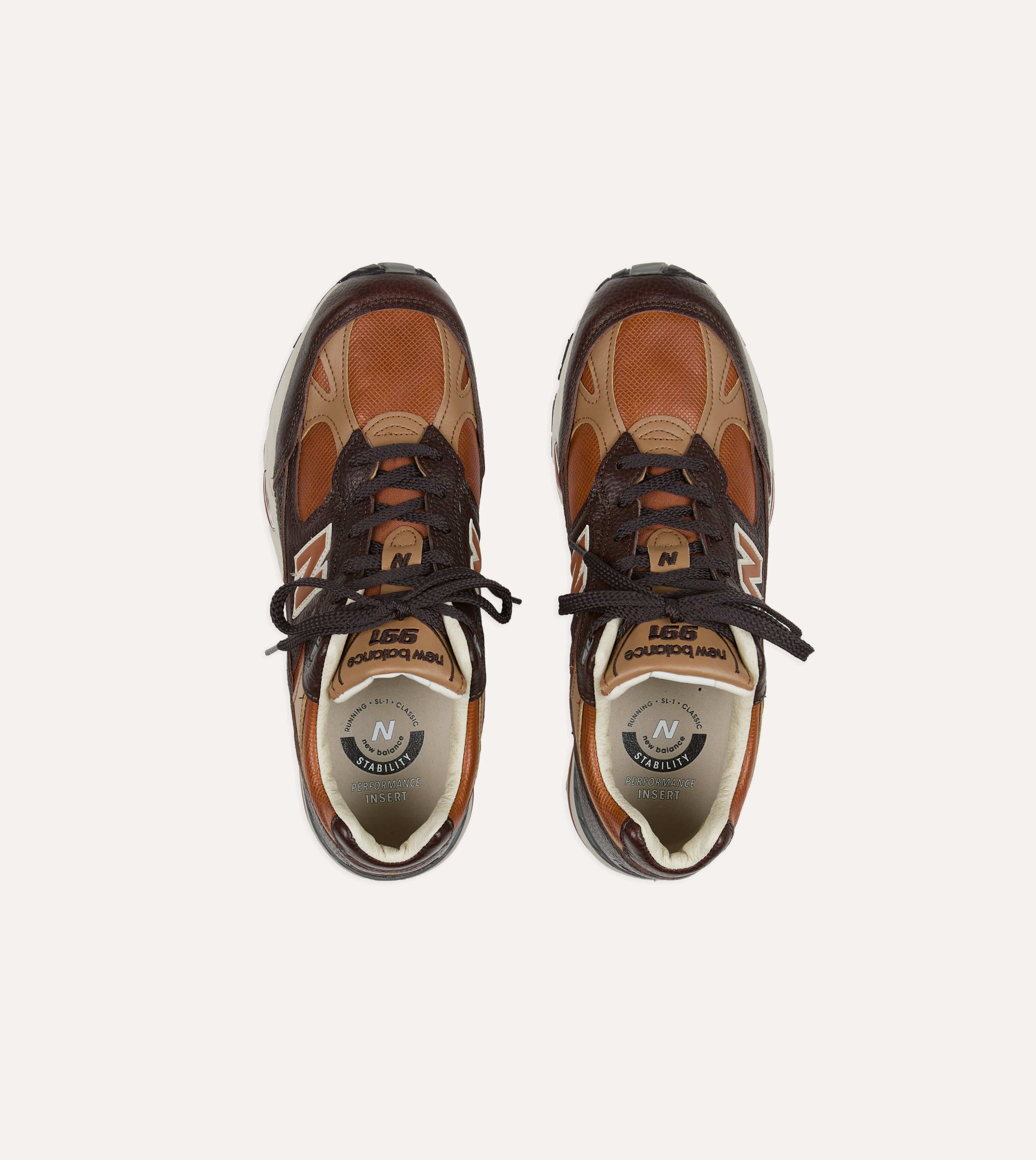 New Balance ‘Luxury Leather’ Chocolate Plum and Caramel Made in UK 991v1 Trainers - Image 4