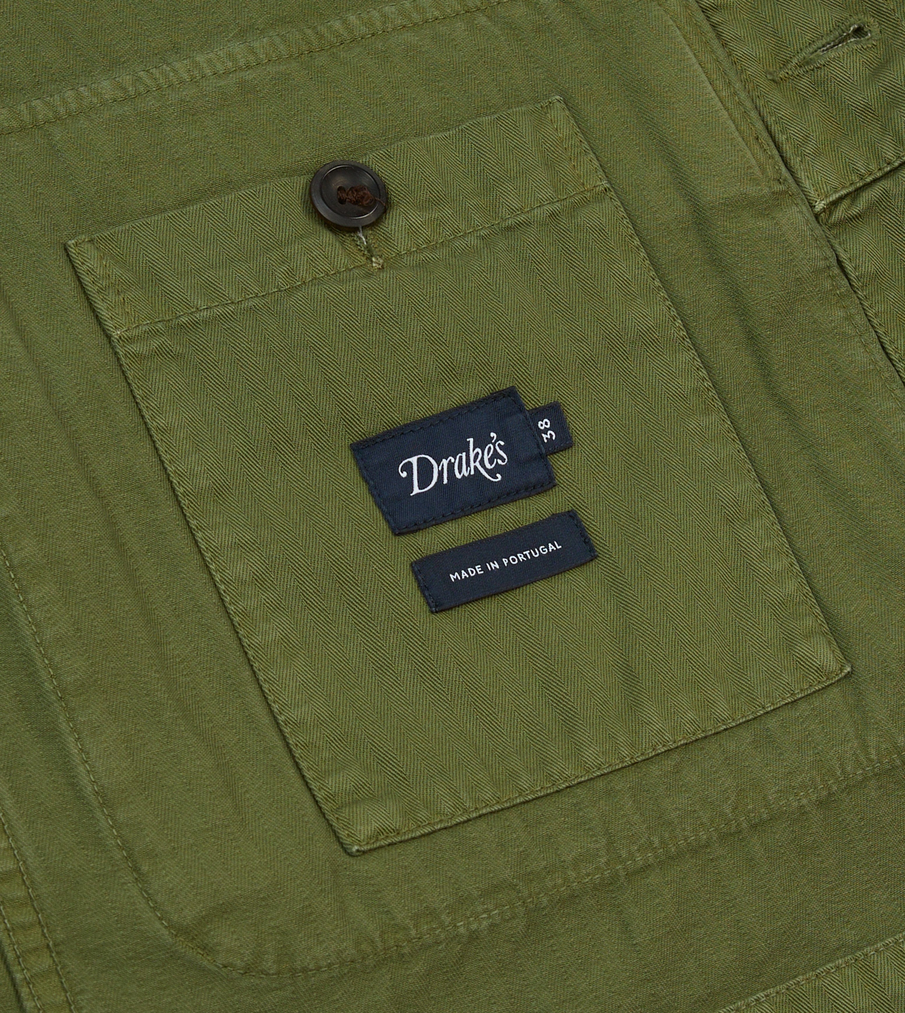 Olive Herringbone Cotton Jungle Jacket - Image 9