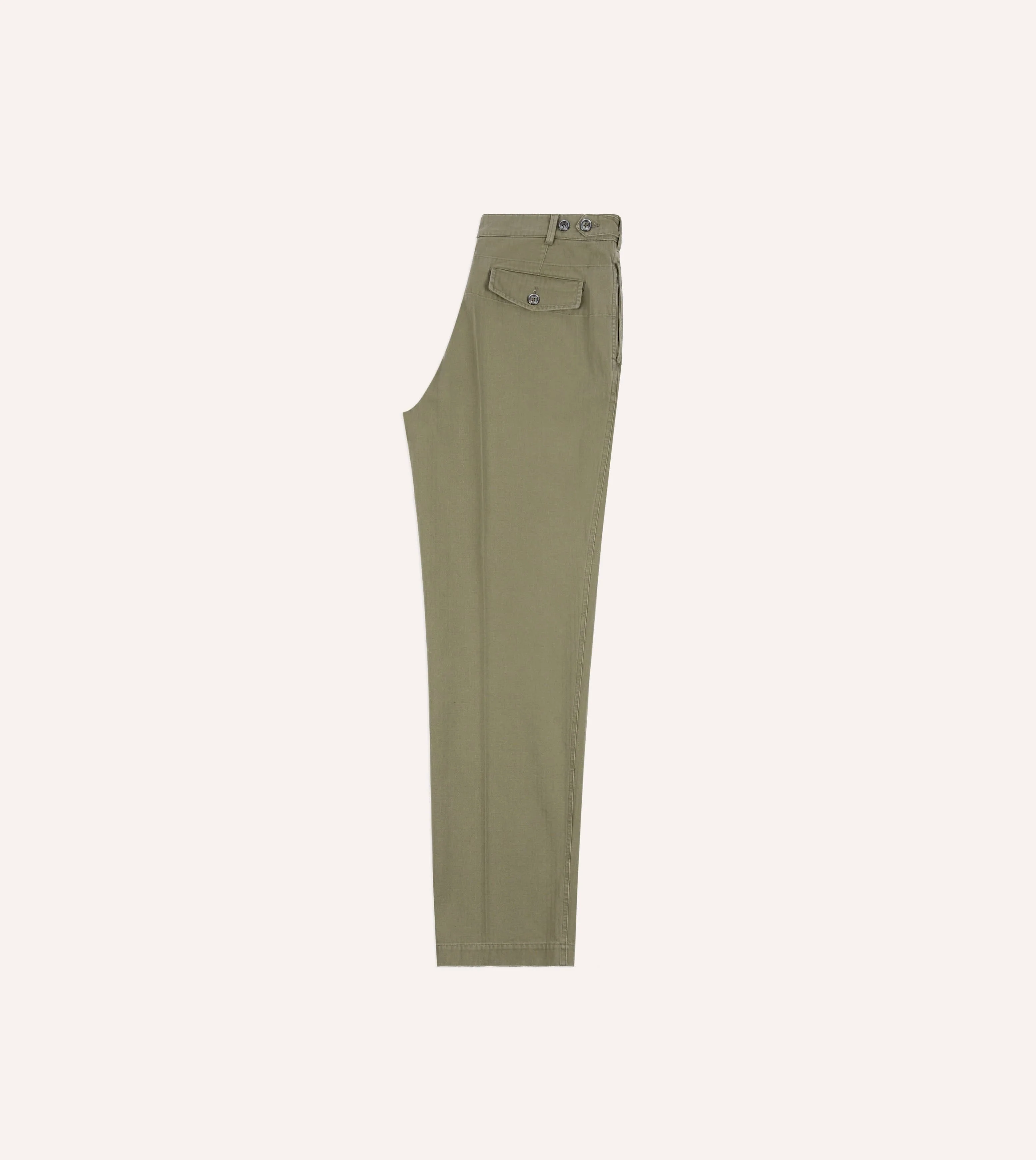 Olive Herringbone Twill Cotton Games Trouser - Image 6
