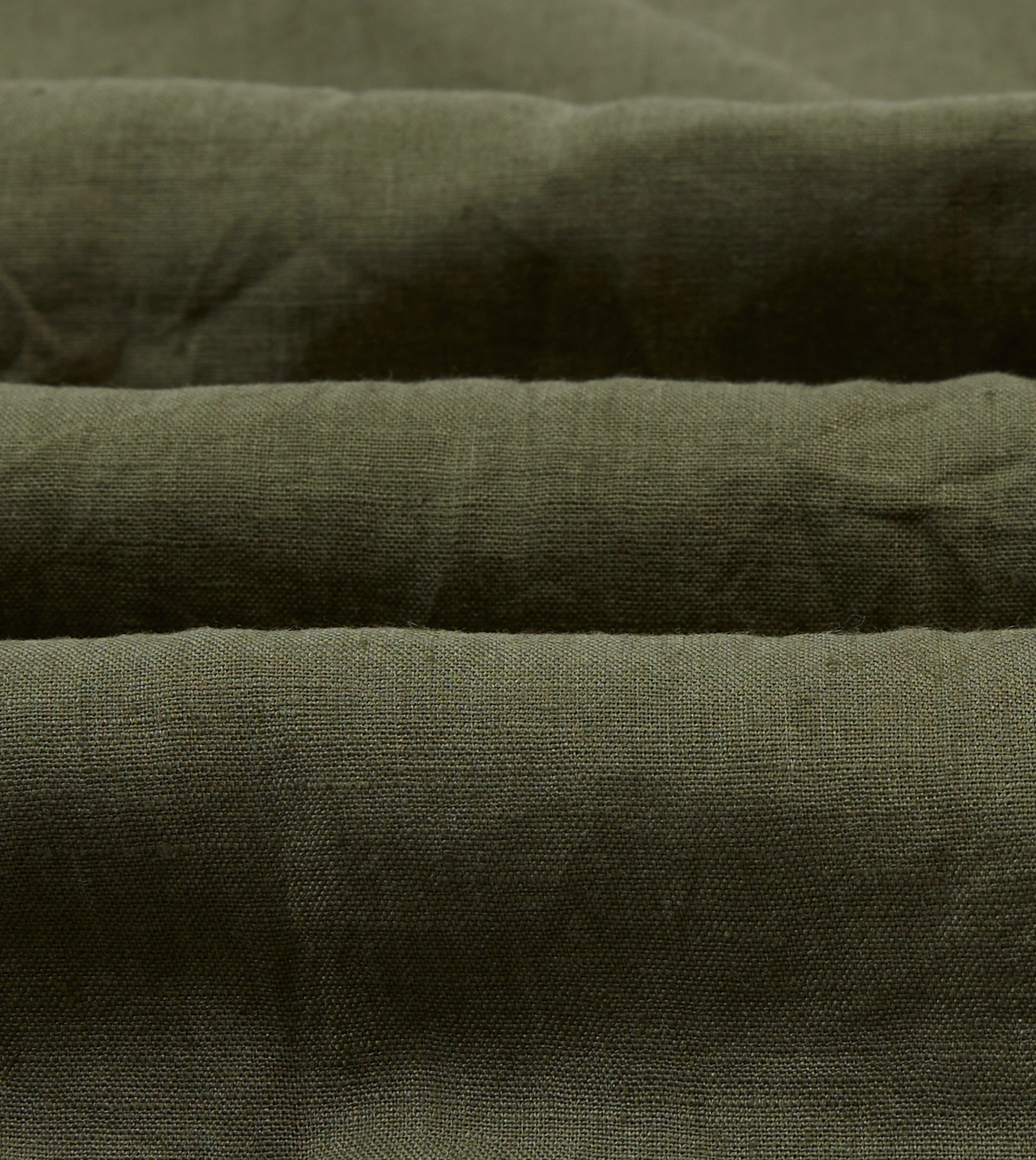 Olive Linen Mandarin Collar Popover Shirt - Image 2