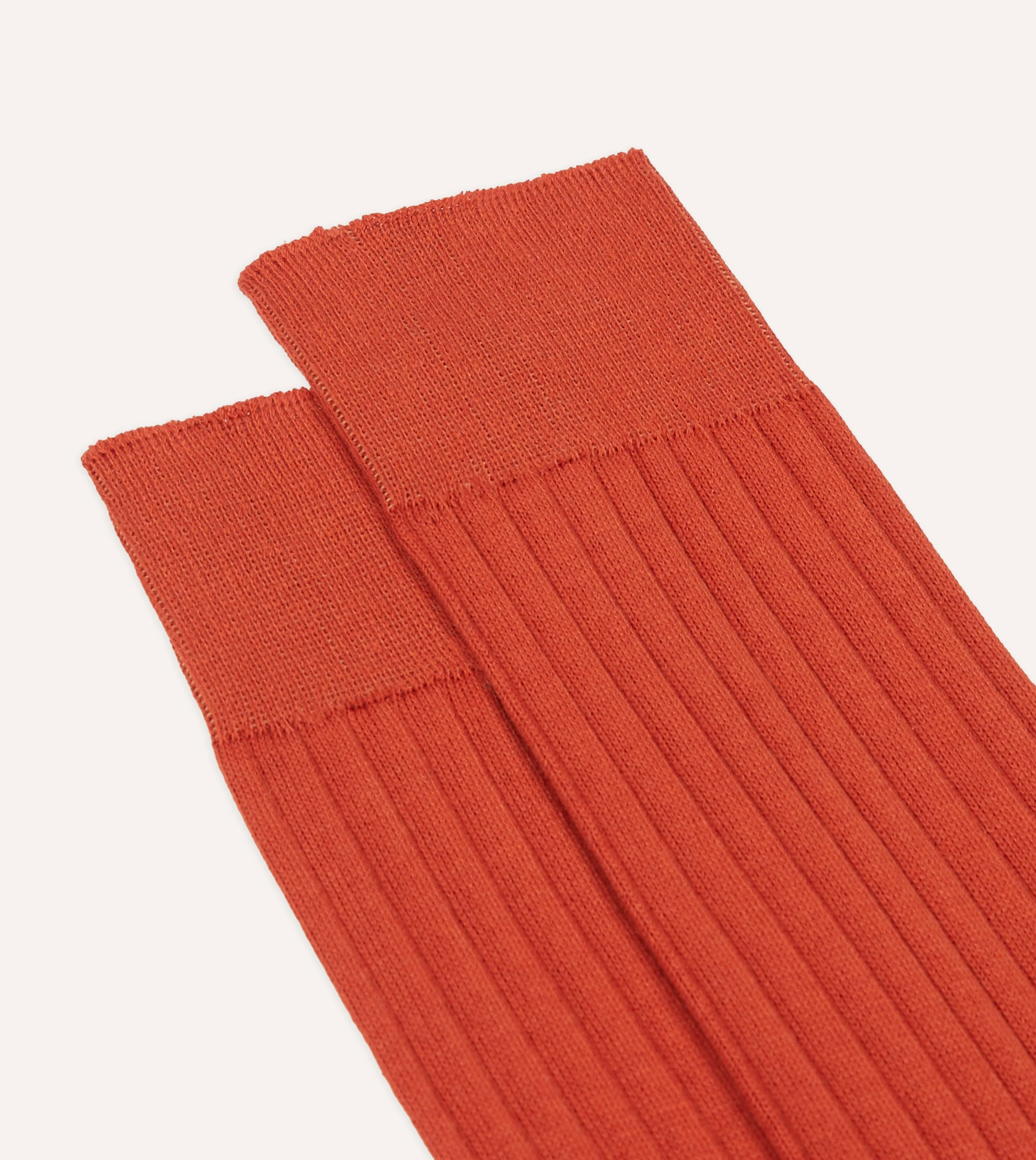 Orange Cotton Mid-Calf Socks - Image 3