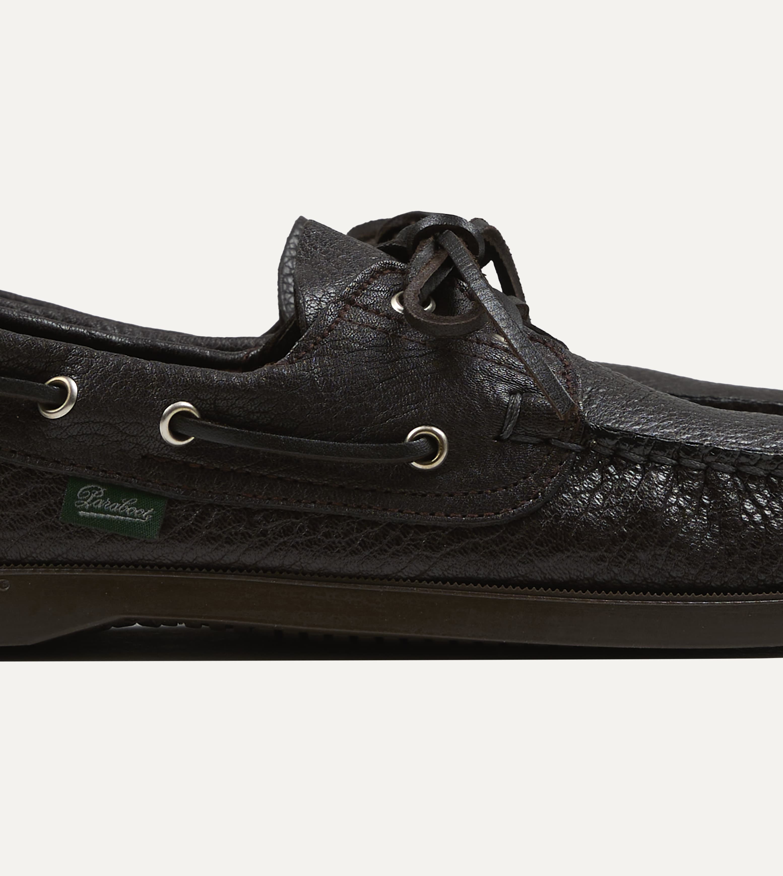 Paraboot Barth Brown Cerf Leather Boat Shoe - Image 4