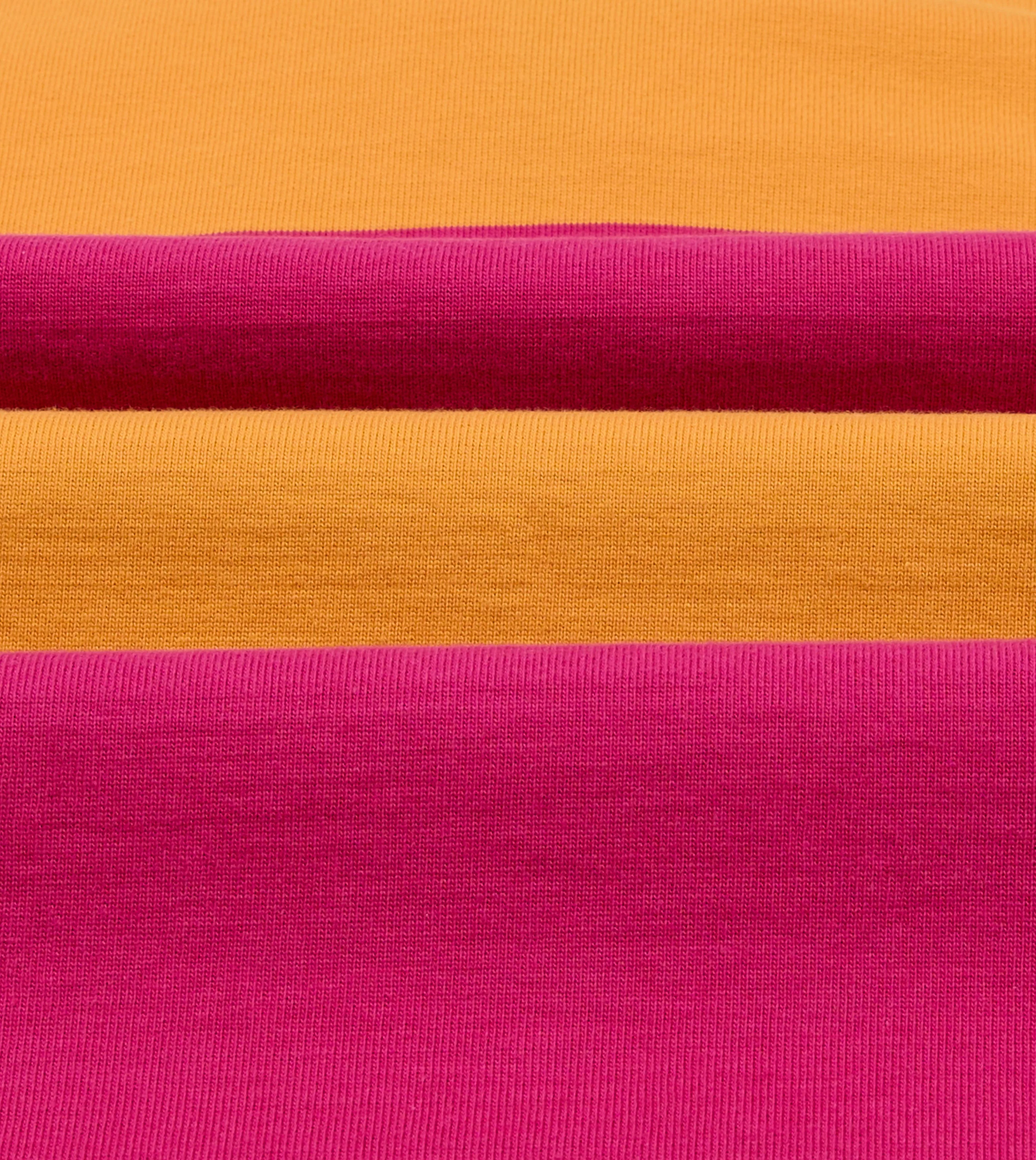 Pink and Orange Block Stripe Cotton Quarter Zip Rugby Shirt - Image 2