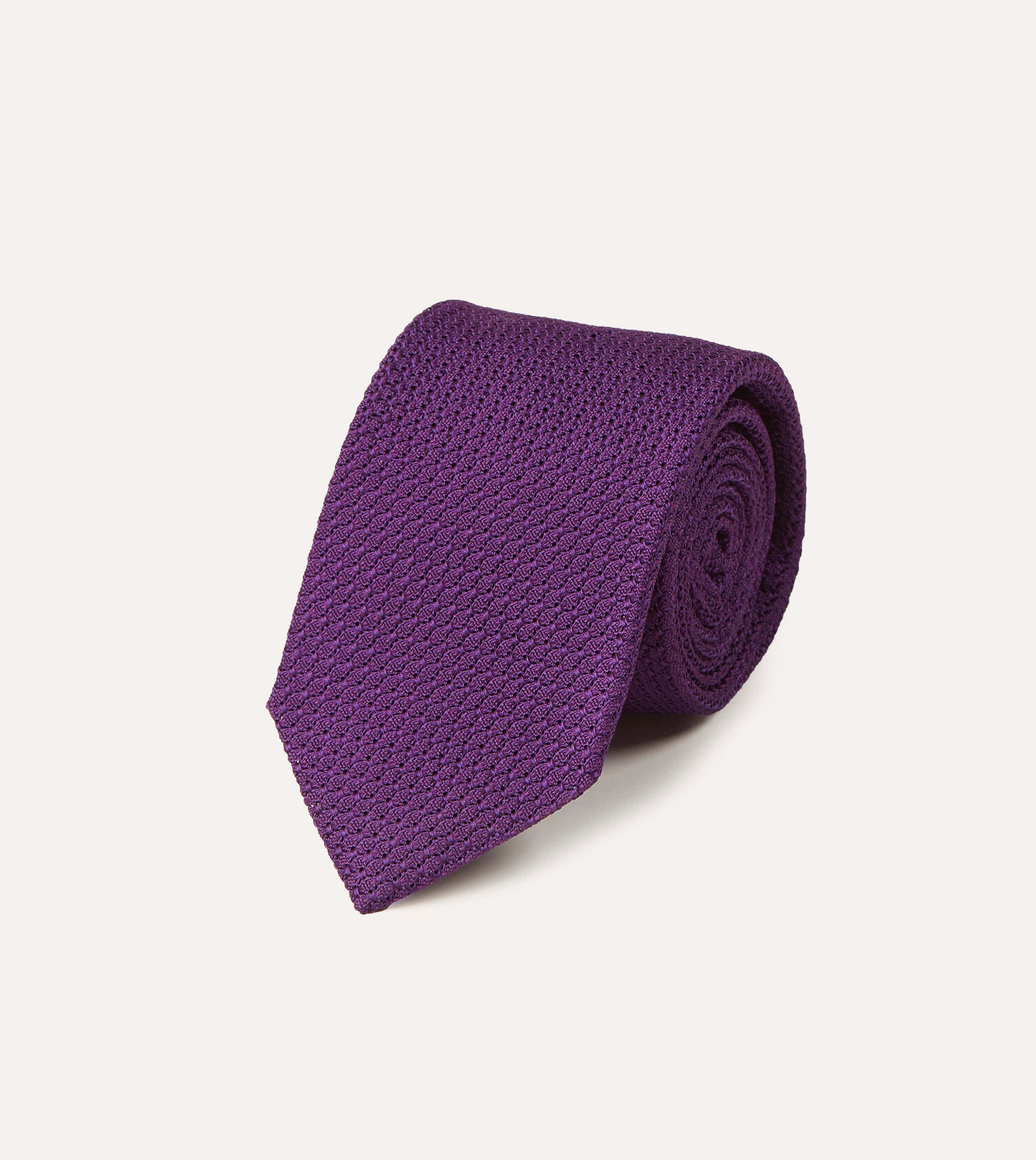 Purple Large Knot Grenadine Silk Tipped Tie - Image 2