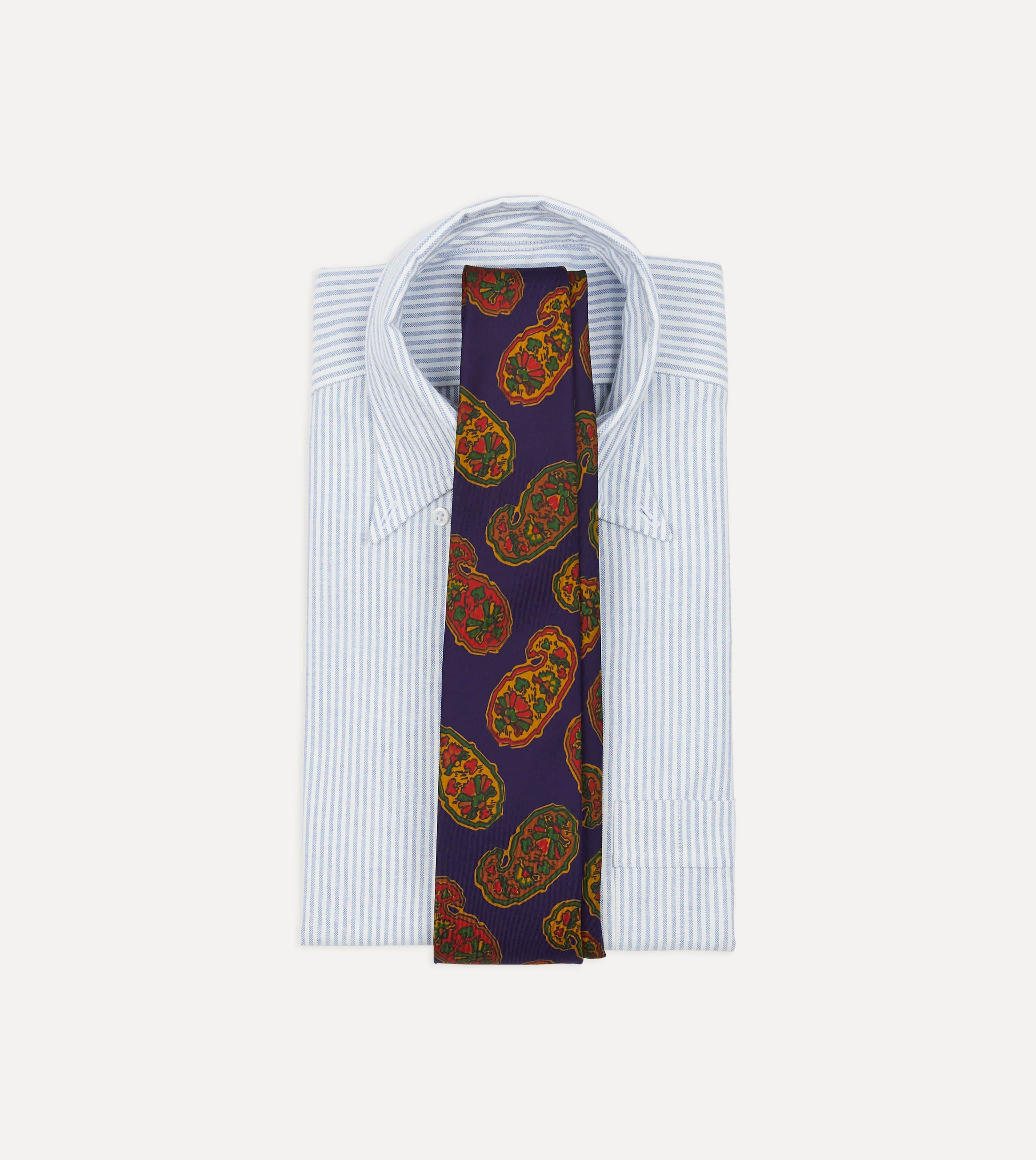 Purple Large Paisley Print Silk Self Tipped Tie - Image 2