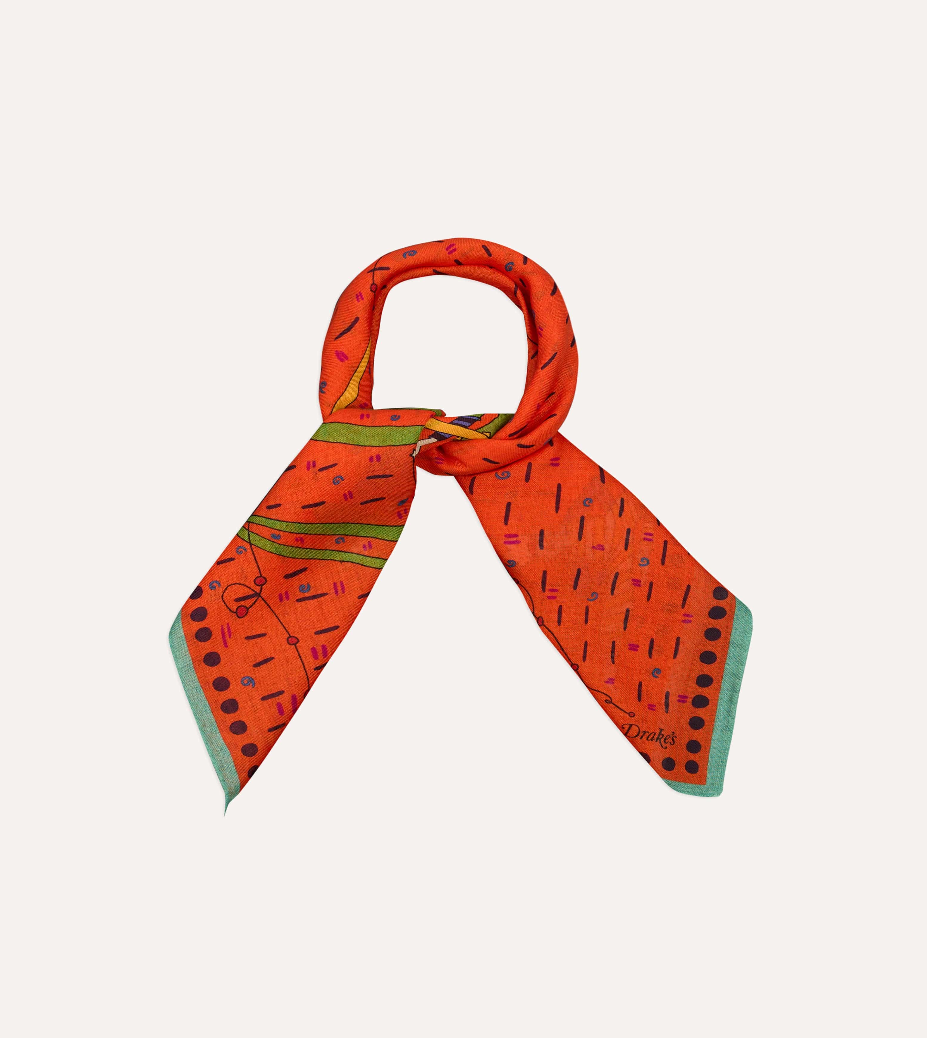 Red Acrobat Print Wool-Silk Bandana - Image 4