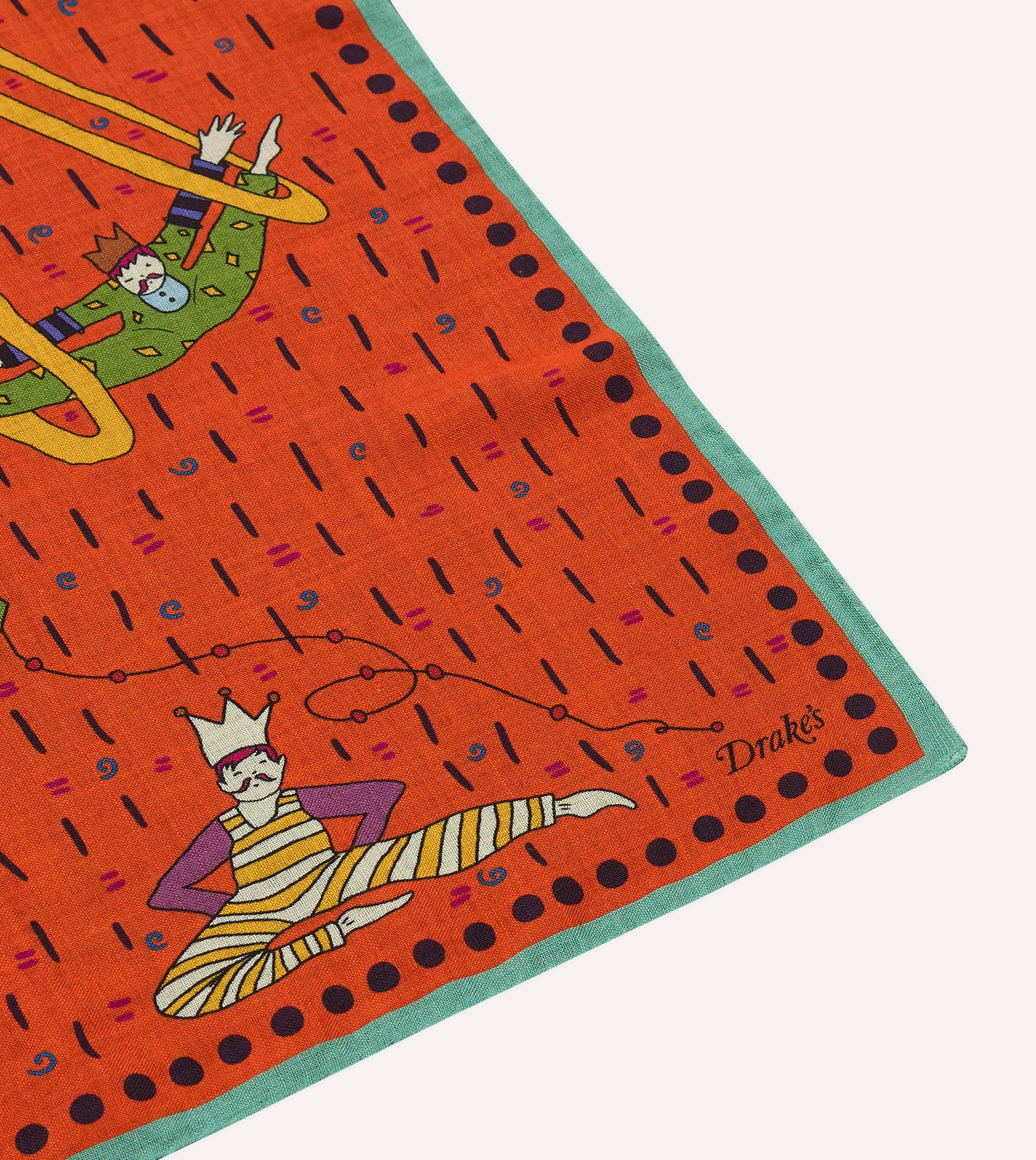 Red Acrobat Print Wool-Silk Bandana - Image 6