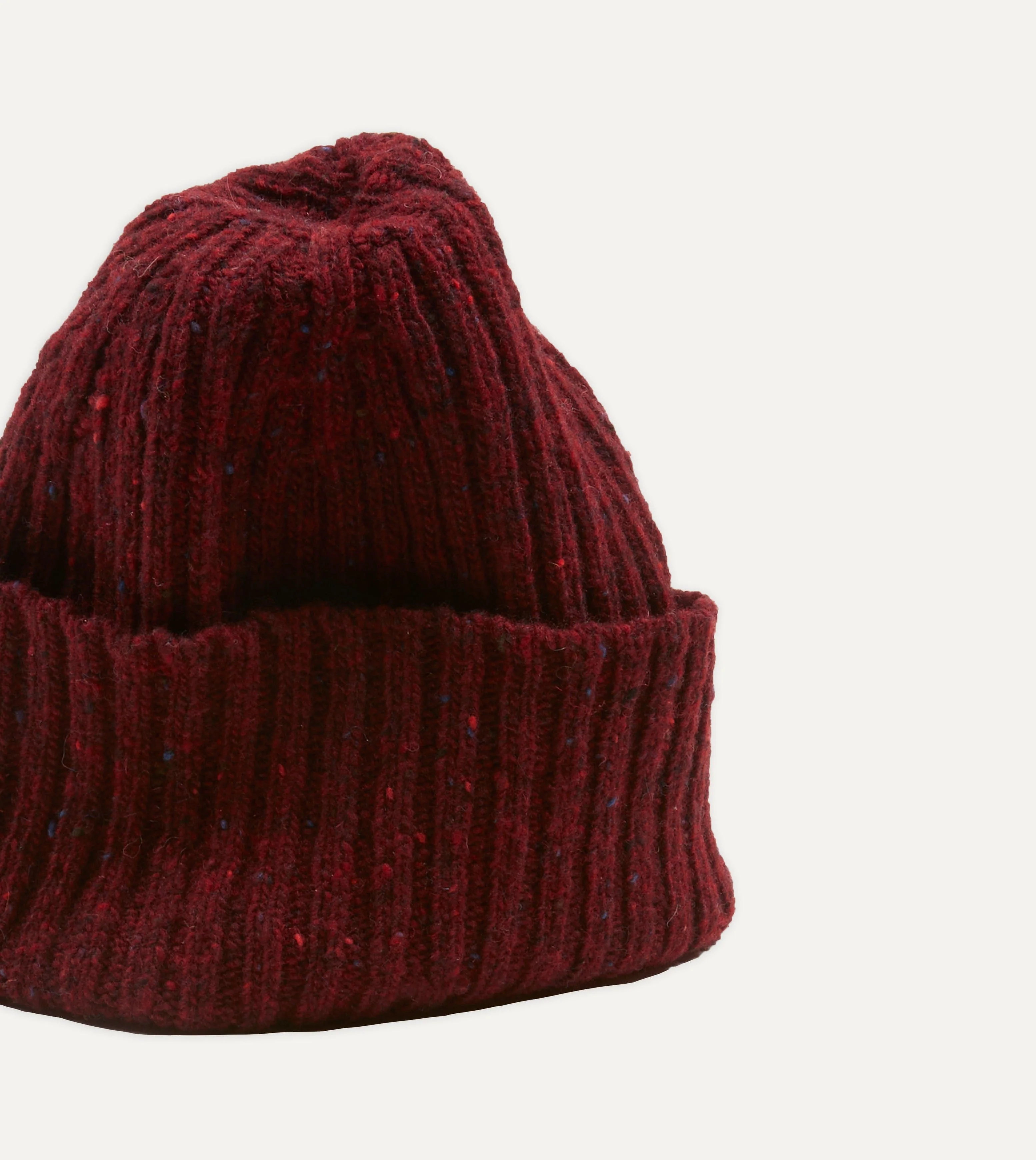 Red Ribbed Merino Donegal Knit Cap - Image 4