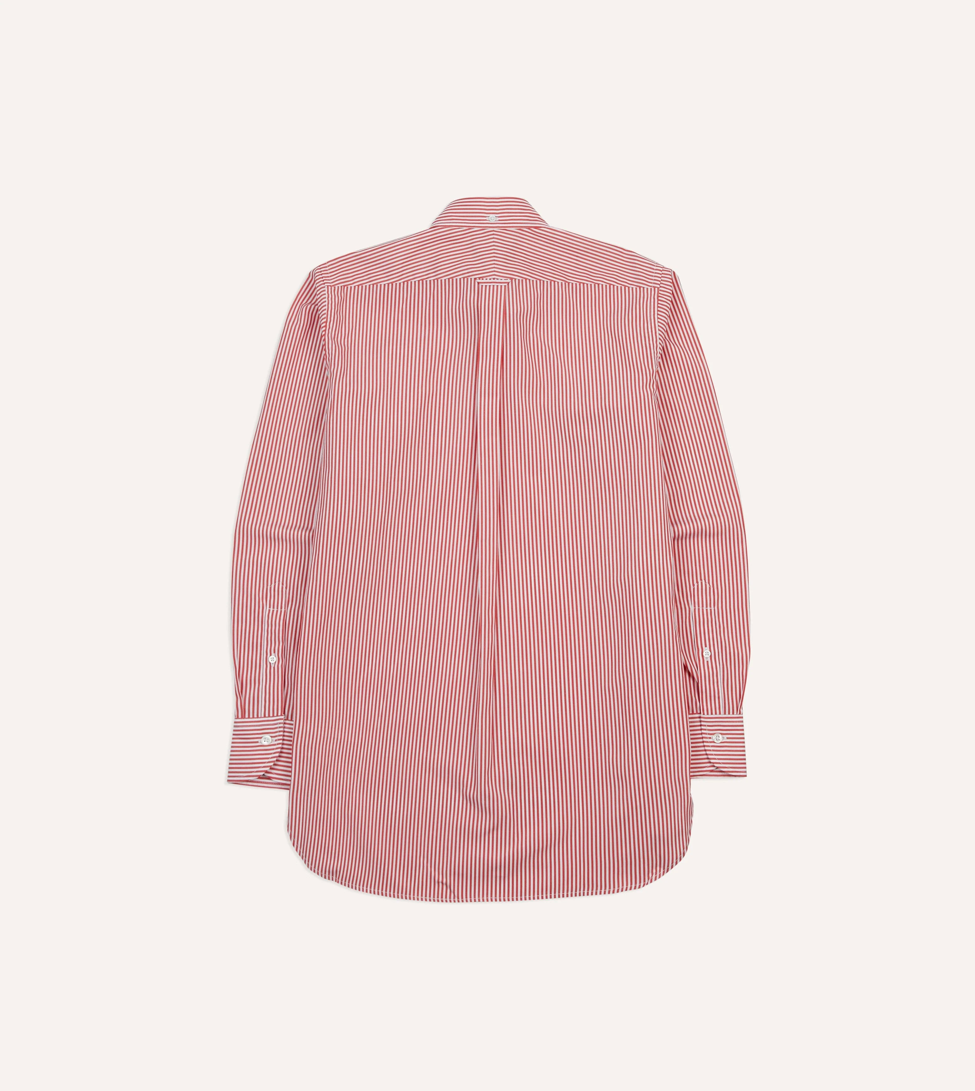 Red Narrow Stripe Cotton Poplin Button-Down Shirt - Image 6
