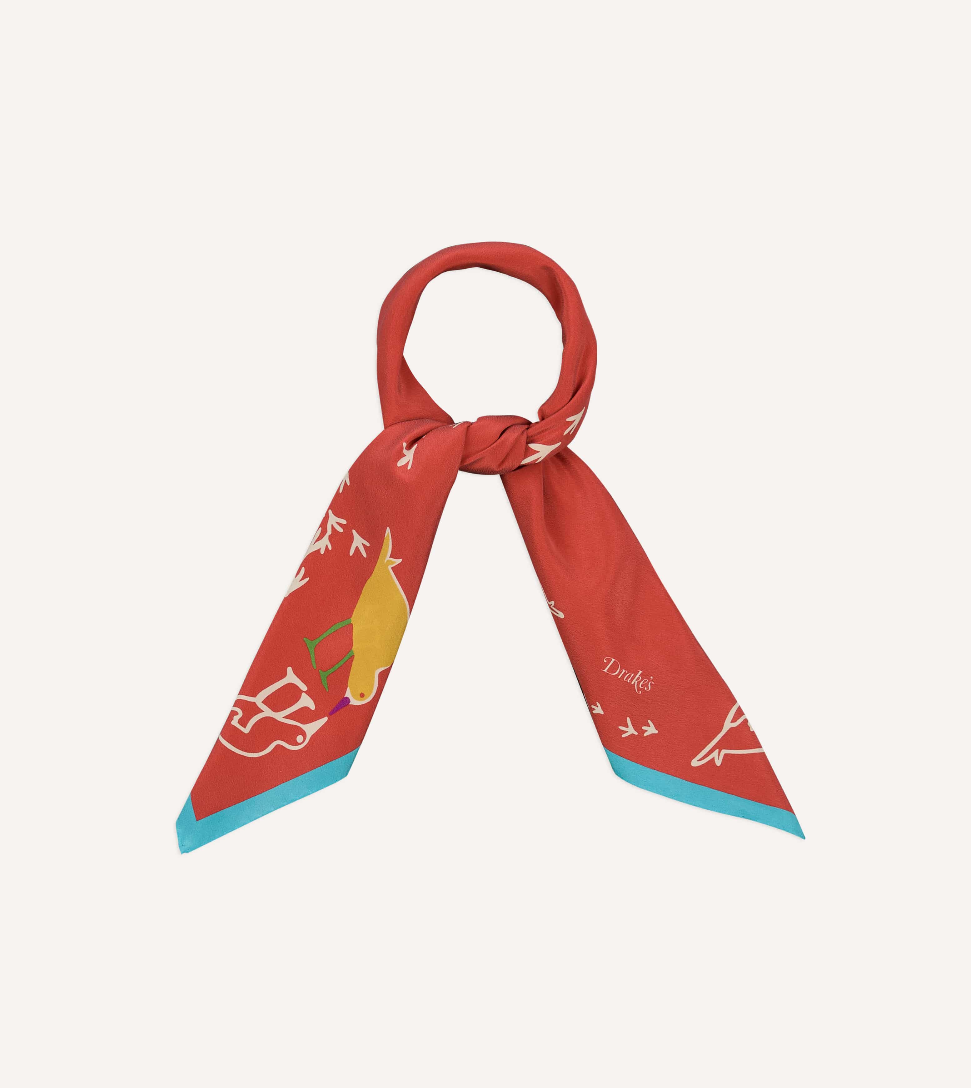 Red Oyster Catcher Print Silk Bandana - Image 3