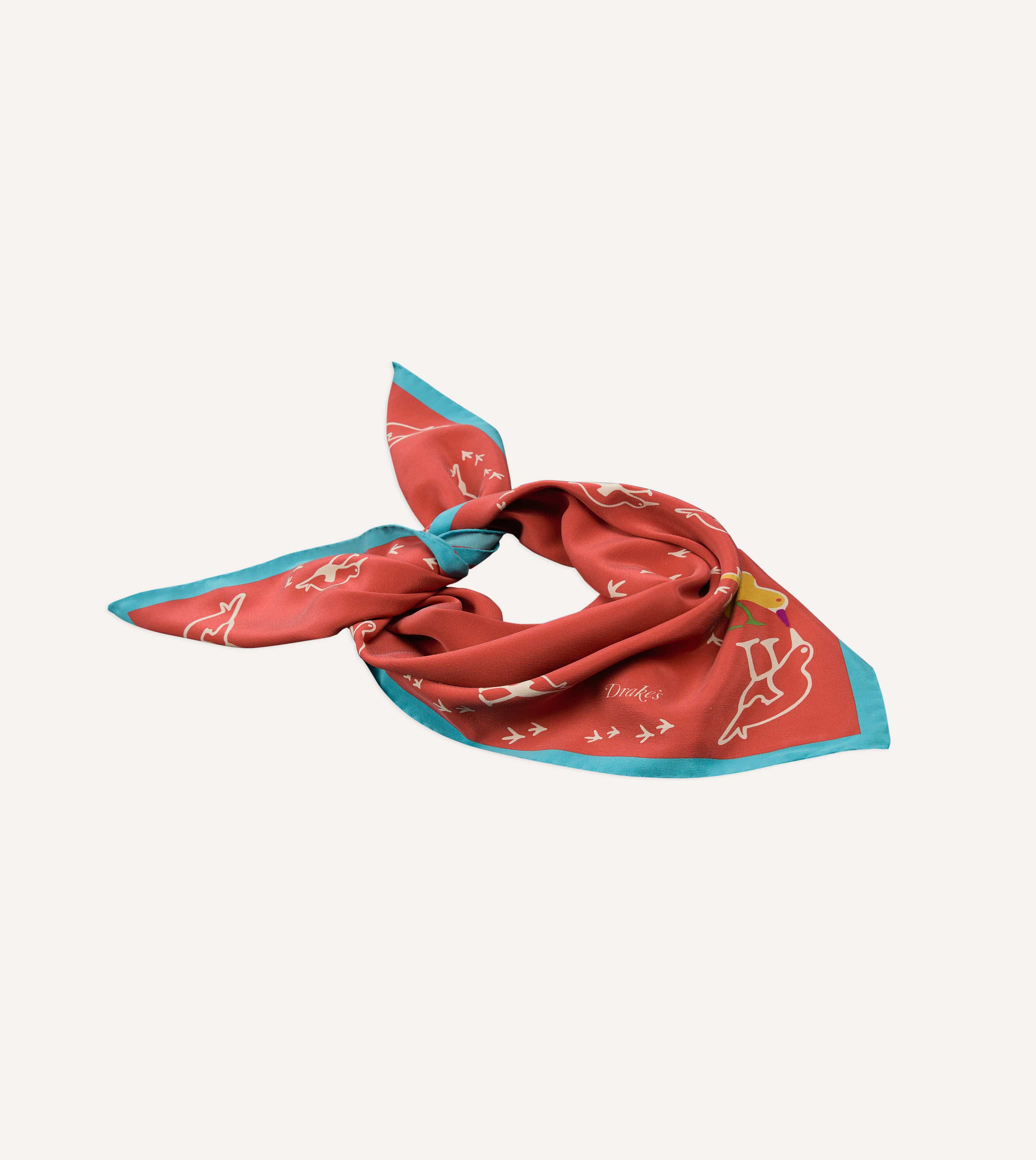Red Oyster Catcher Print Silk Bandana - Image 4