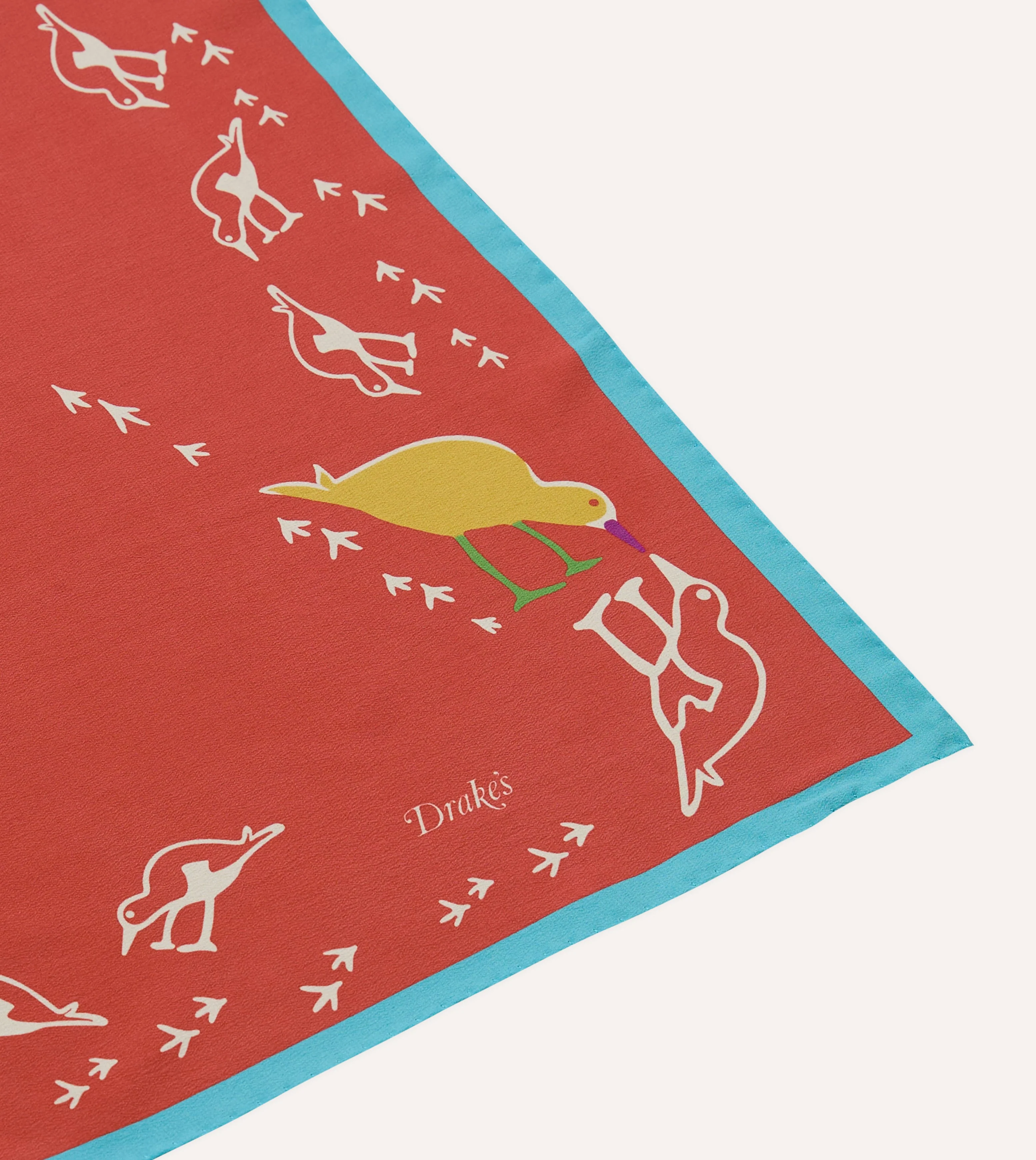 Red Oyster Catcher Print Silk Bandana - Image 5