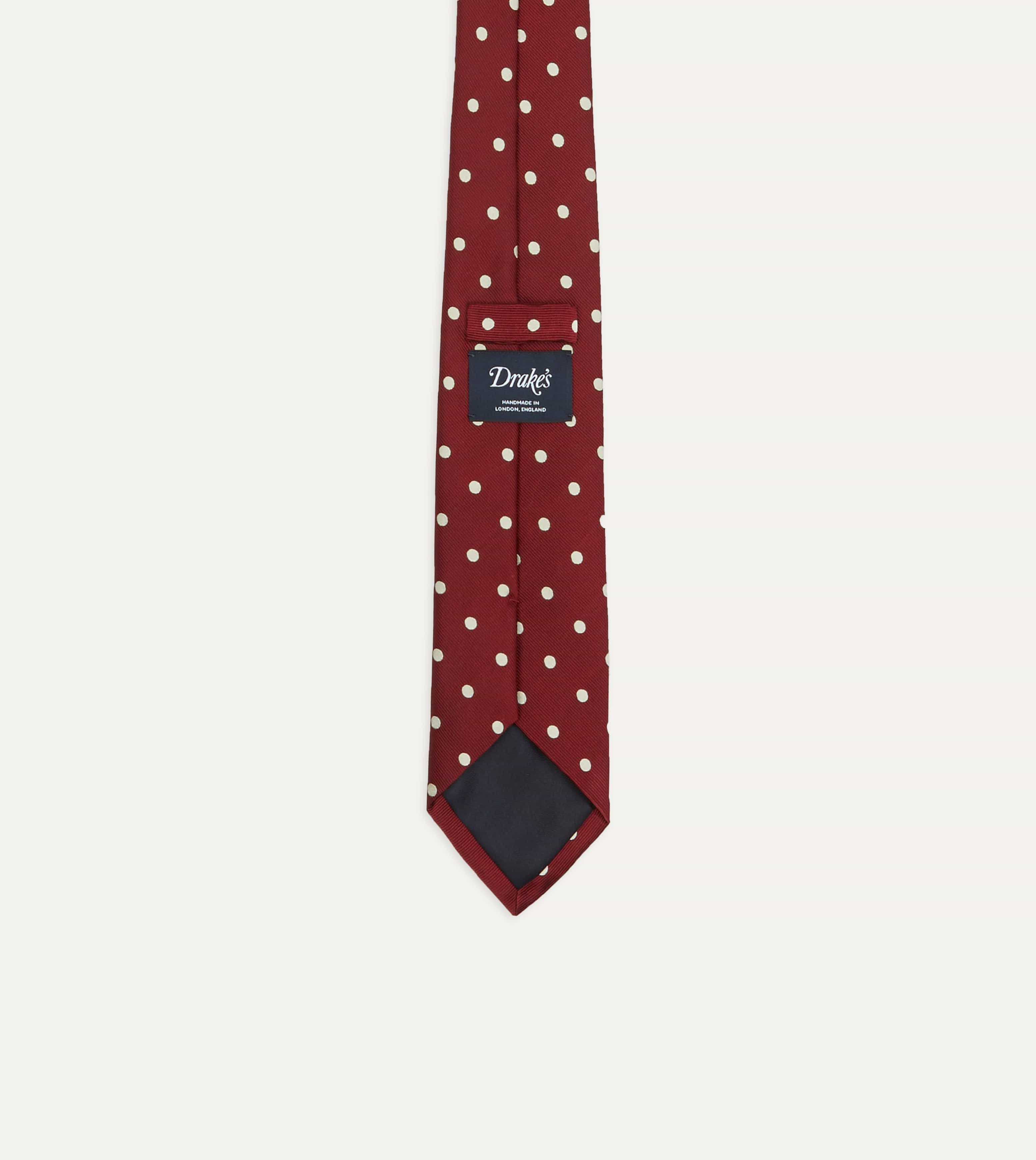 Red Polka Dot Silk Tipped Tie - Image 3