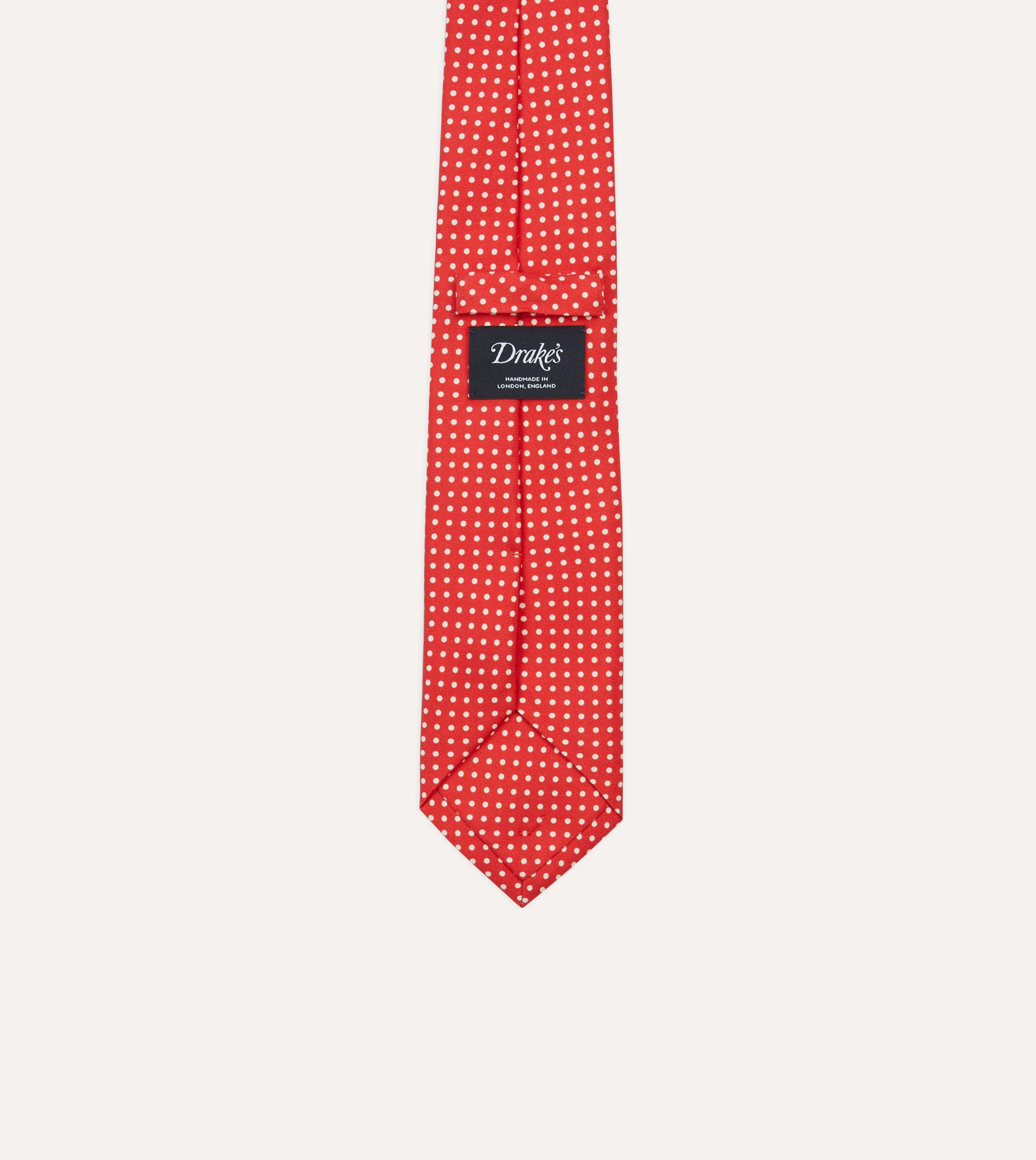 Red Small Spot Silk Self-Tipped Tie - Image 4