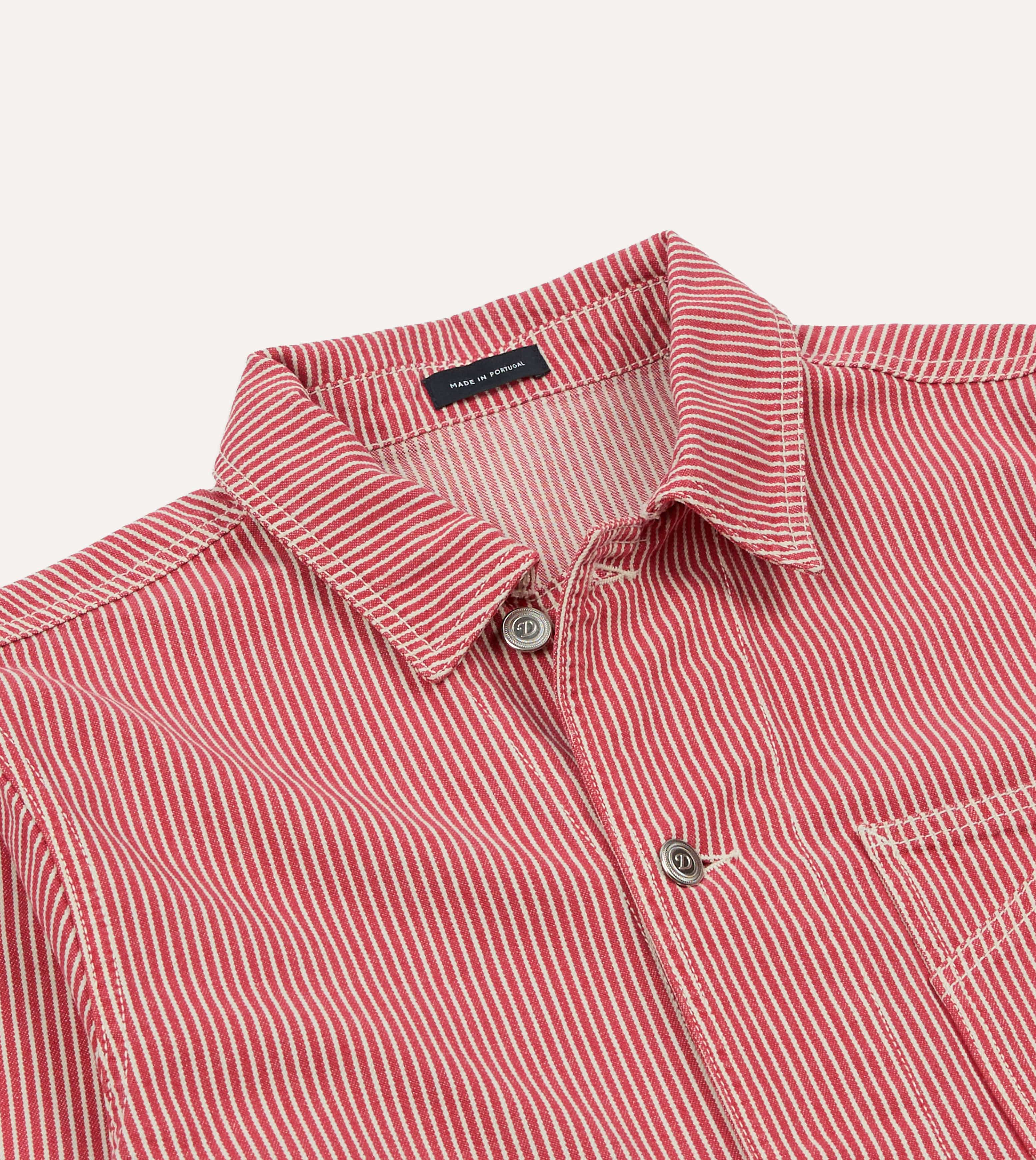 Red Stripe Cotton Fatigue Jacket - Image 4
