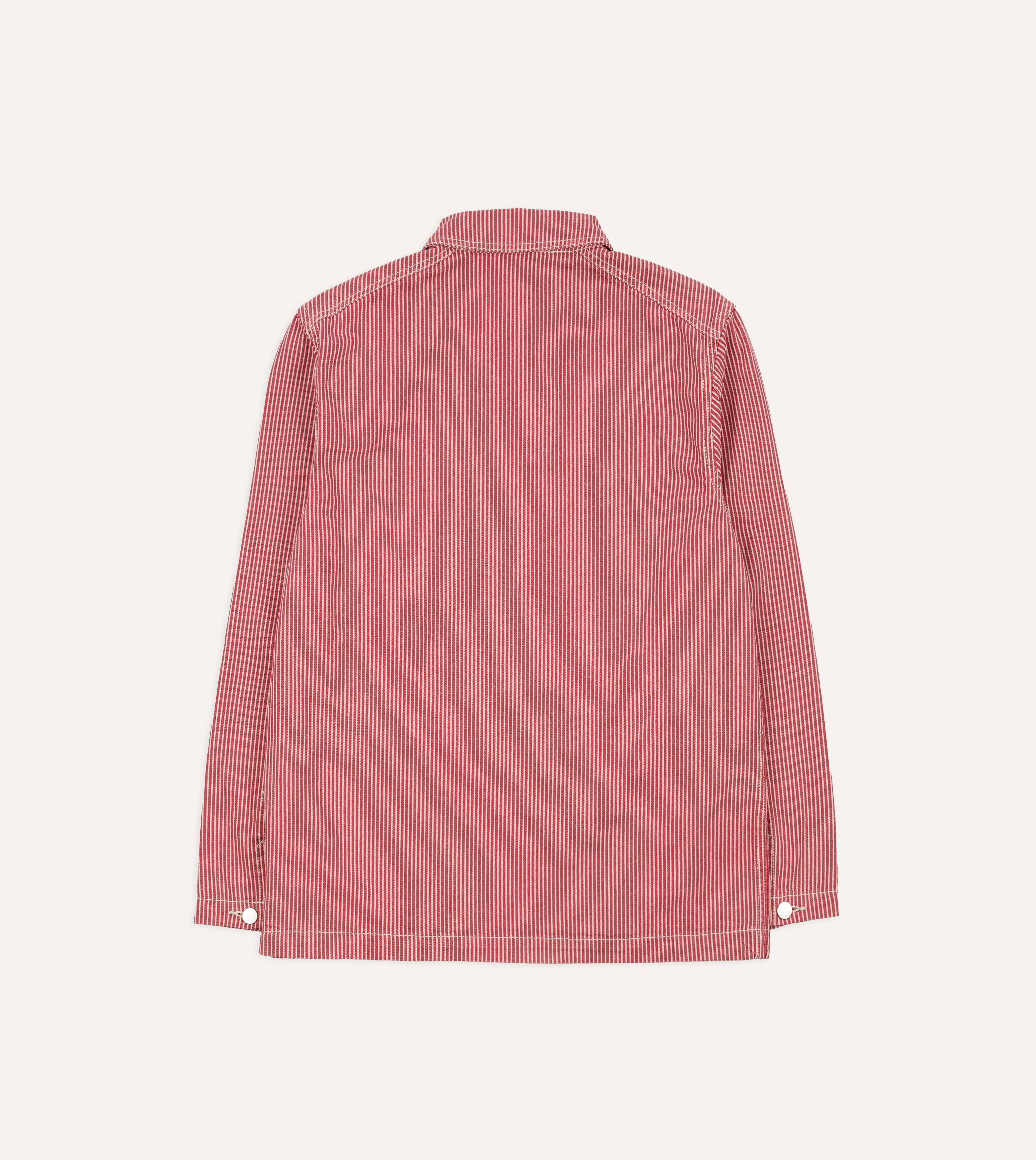 Red Stripe Cotton Fatigue Jacket - Image 9