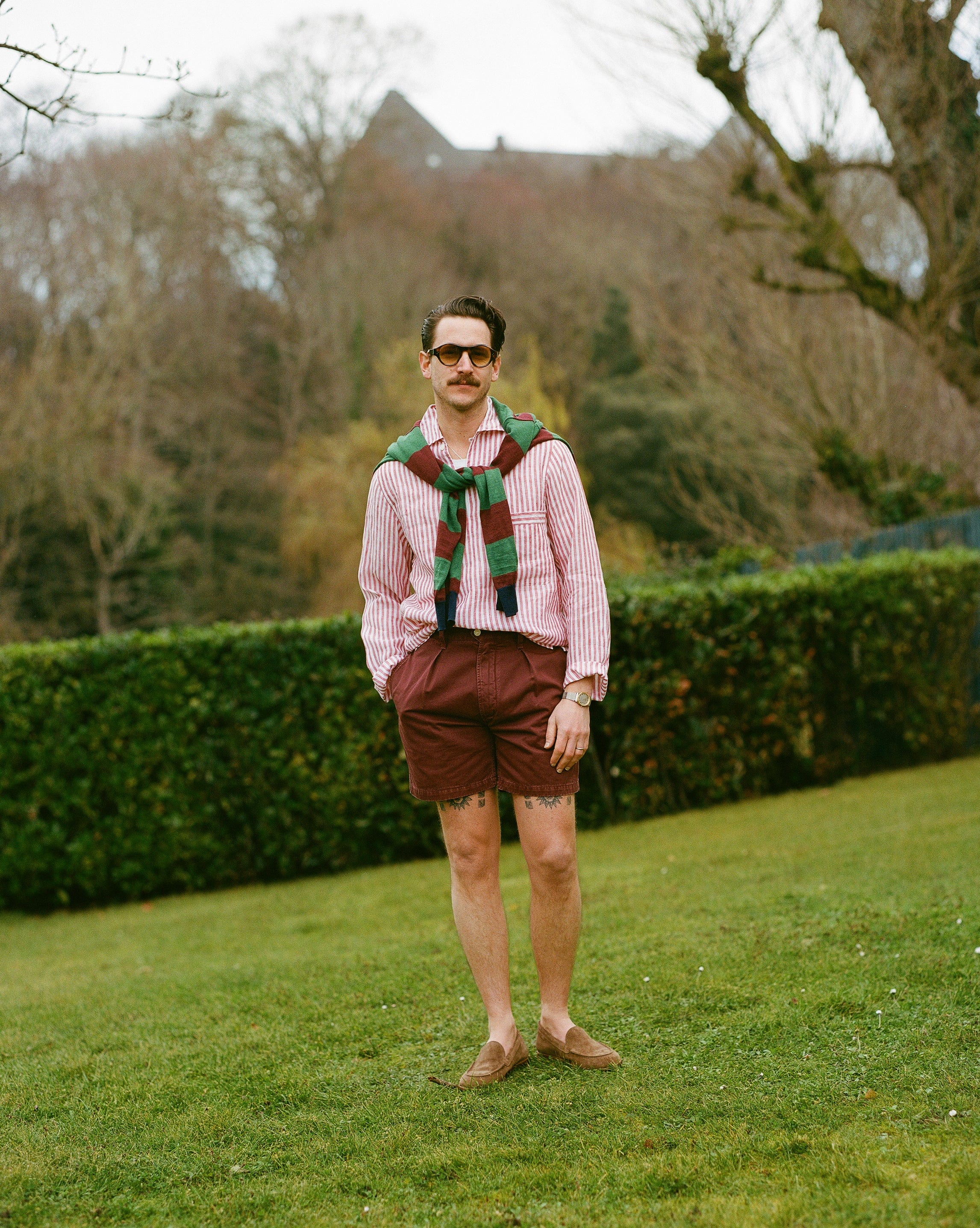 Red Stripe Linen Smock Shirt - Image 8