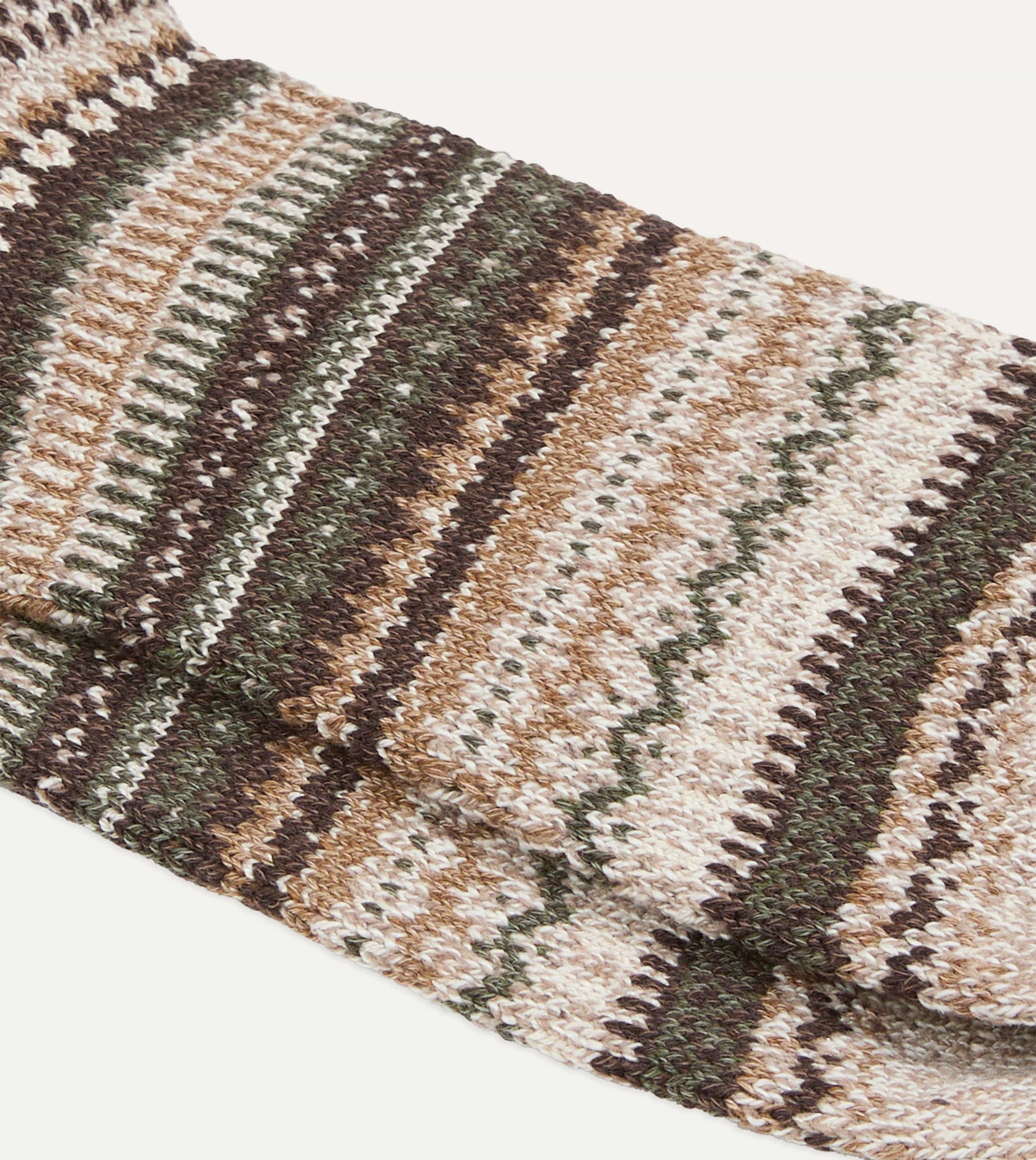 RoToTo Brown Wool Nordic Pattern Socks - Image 2