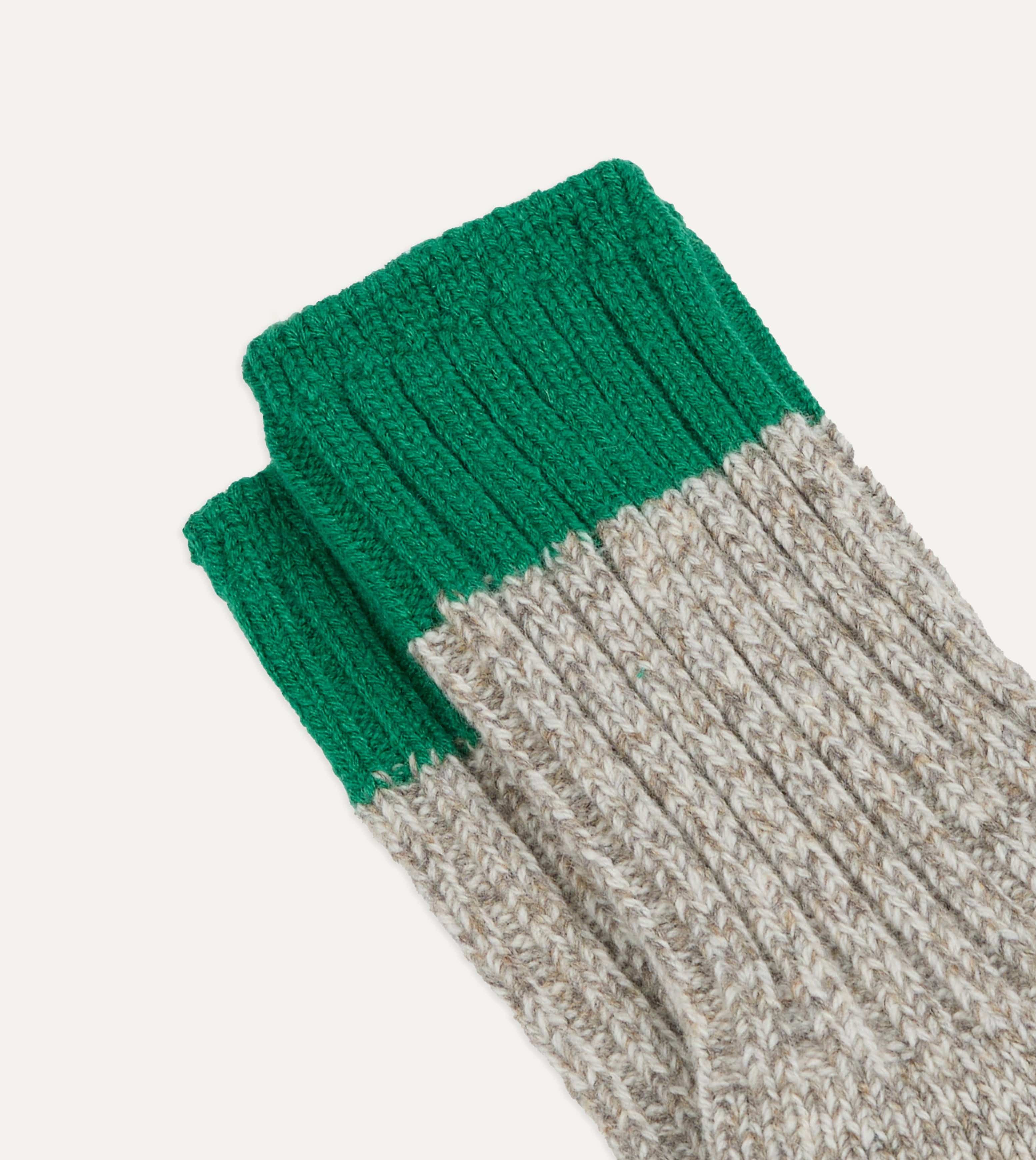 RoToTo Grey and Green Merino Wool Ragg Socks - Image 3