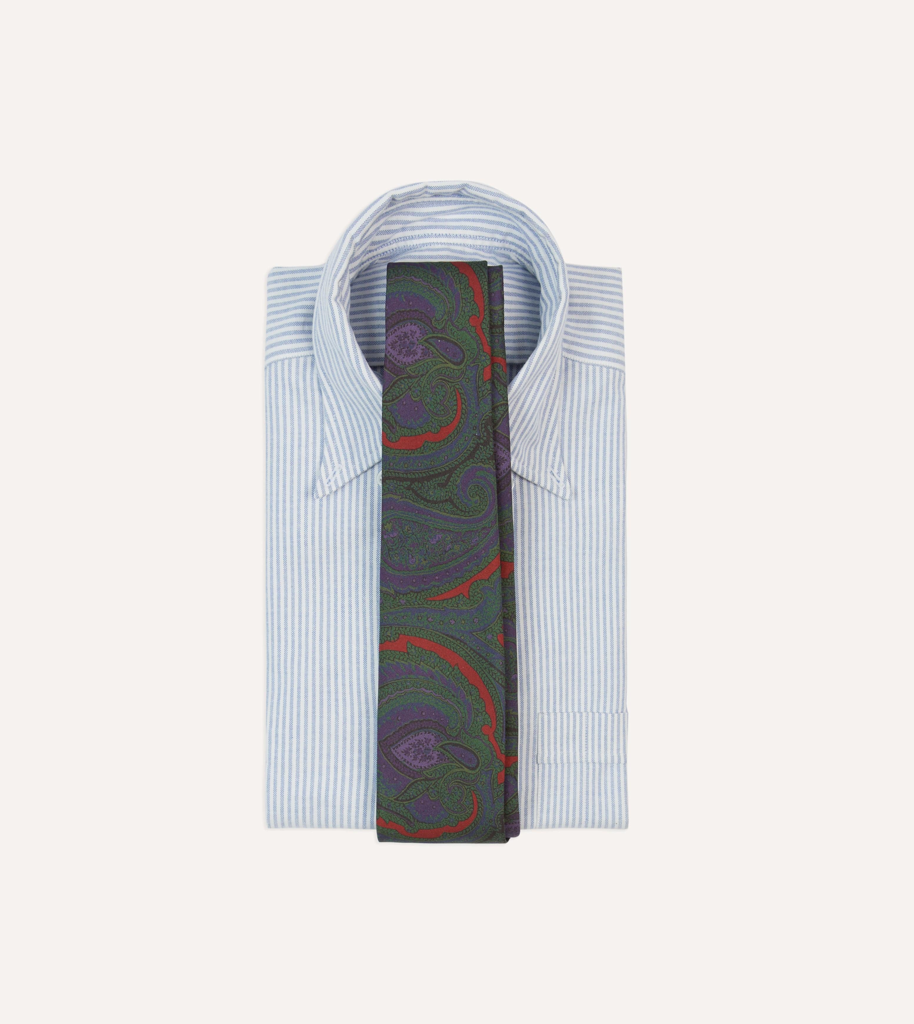 Rust Large Paisley Print Madder Silk Self-Tipped Tie - Image 2