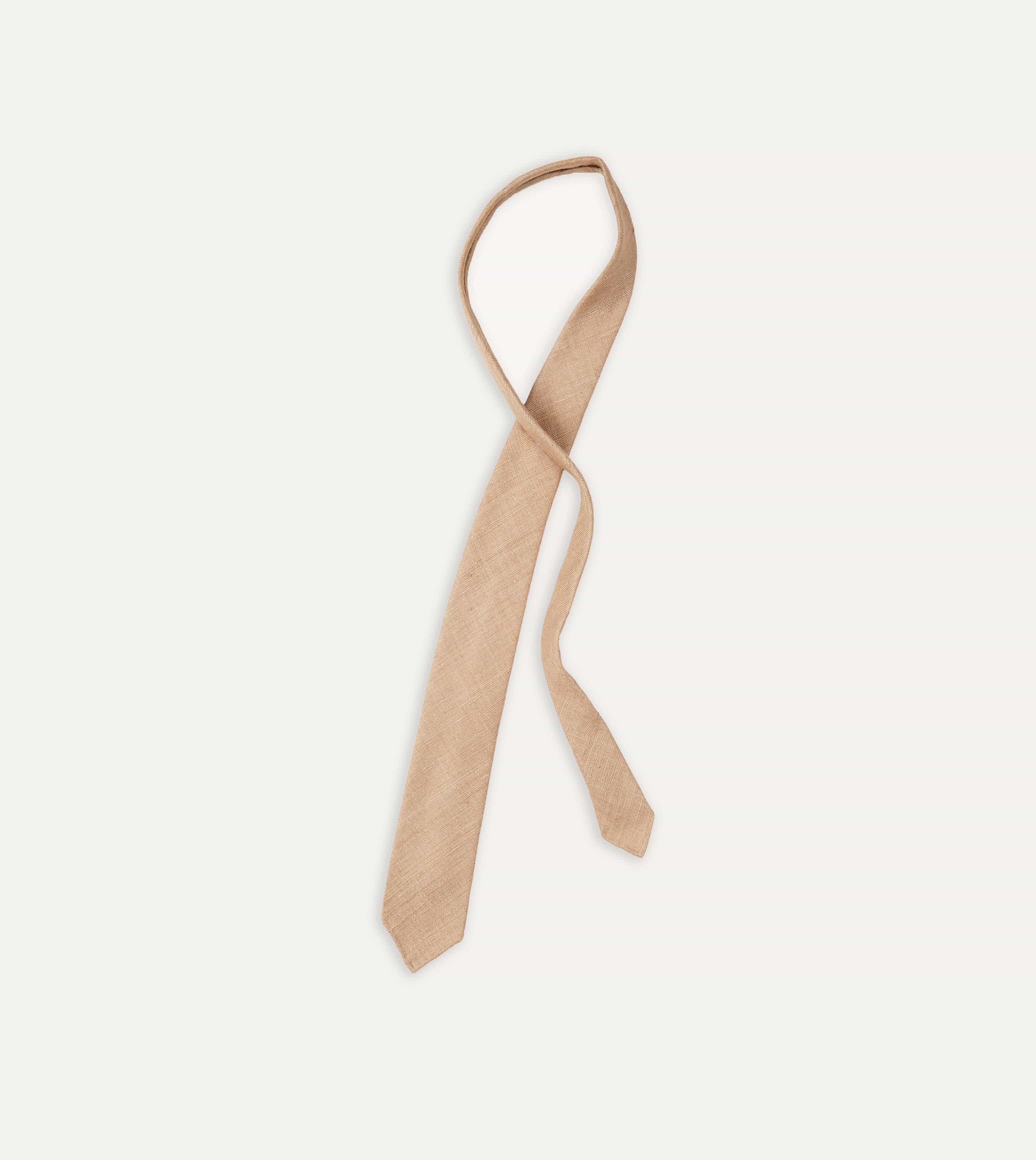 Sand Tussah Hand Rolled Silk Tie - Image 4