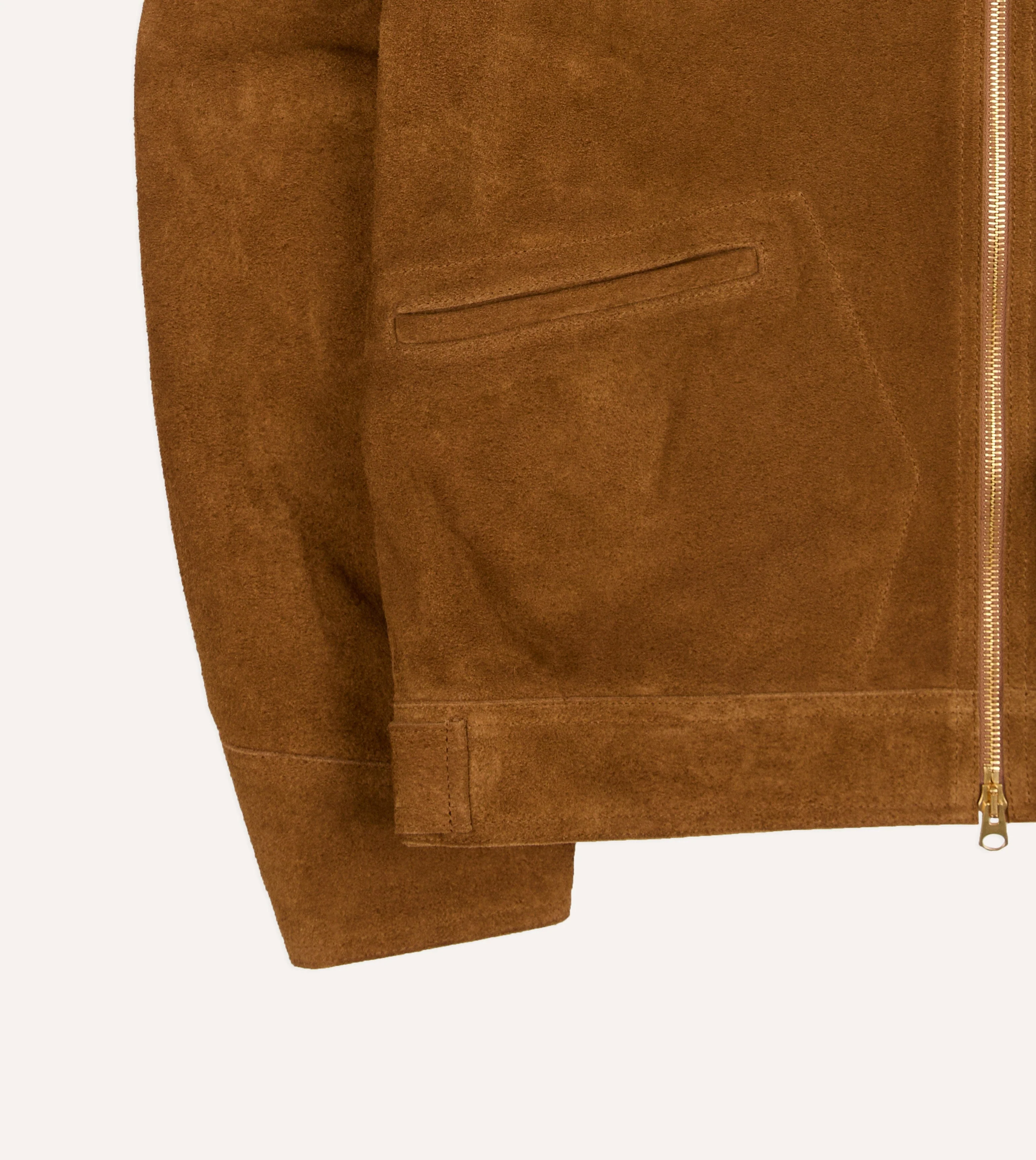 Snuff Raw Suede Blouson Jacket - Image 8