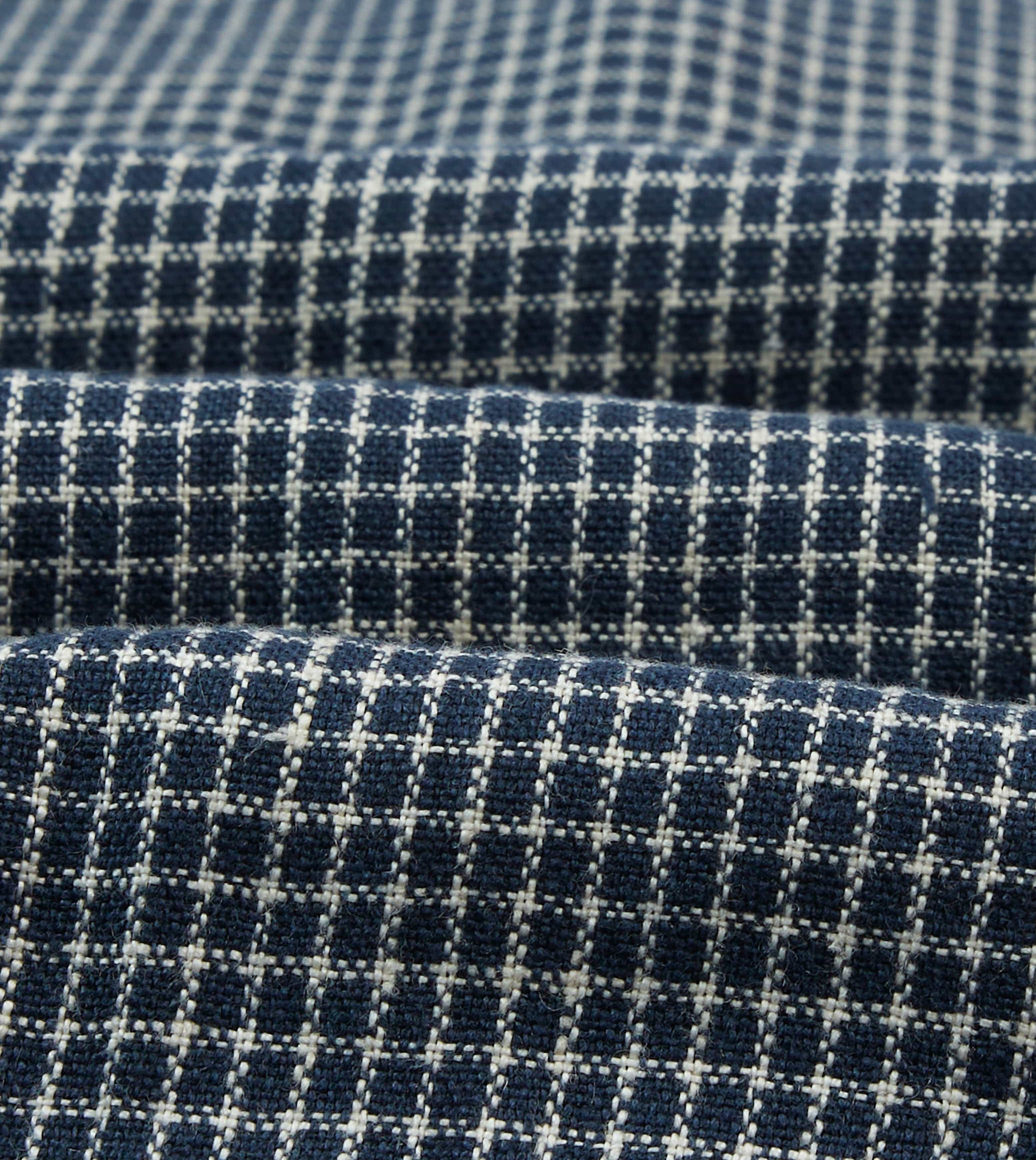 St. JOHN by Drake's Navy Check Linen Fatigue Jacket - Image 2