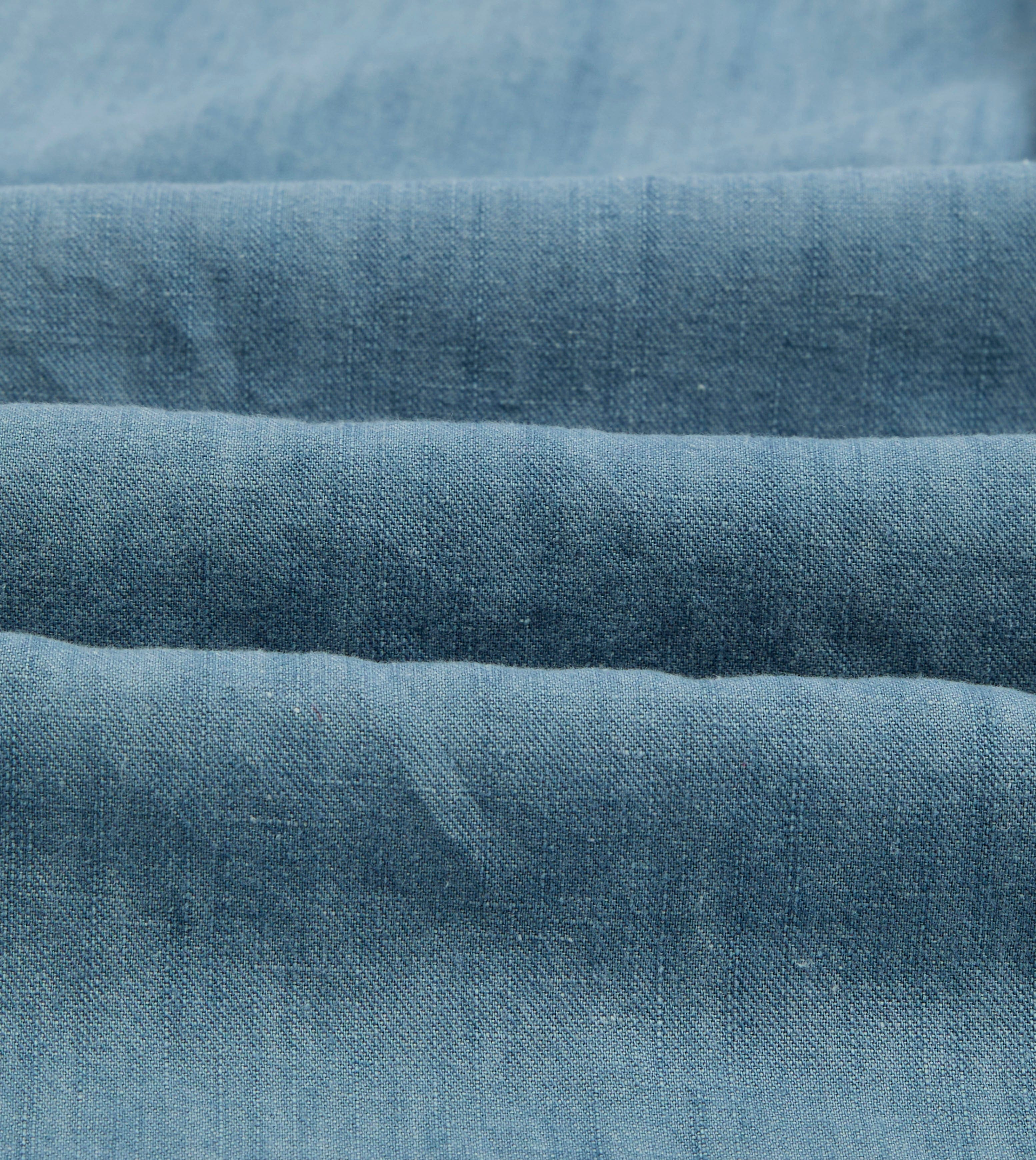 Stone Wash Cotton Chambray Button-Down Collar Popover Shirt - Image 3