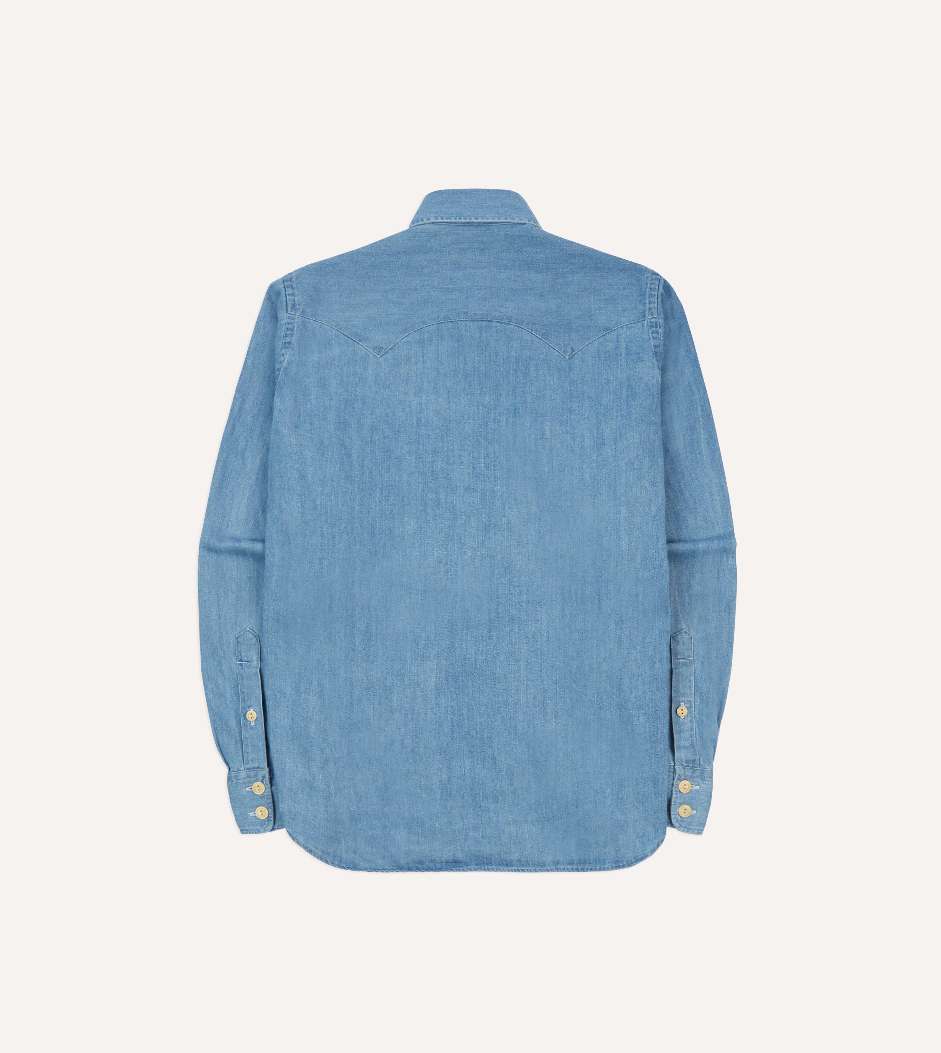Bleach Wash Denim Two-Pocket Western Shirt - Image 6