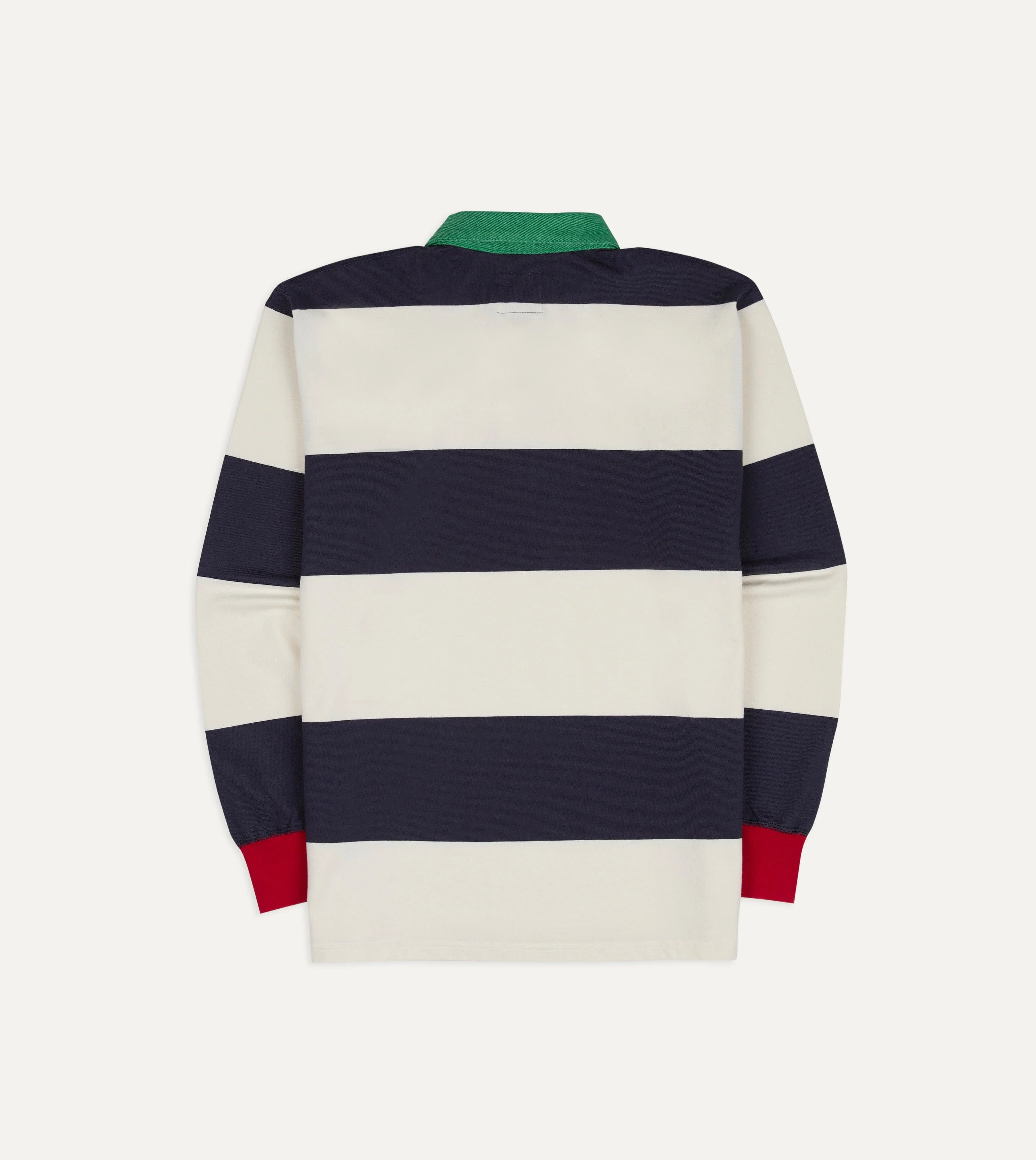 White and Navy Block Stripe Cotton Rugby Shirt - Image 7