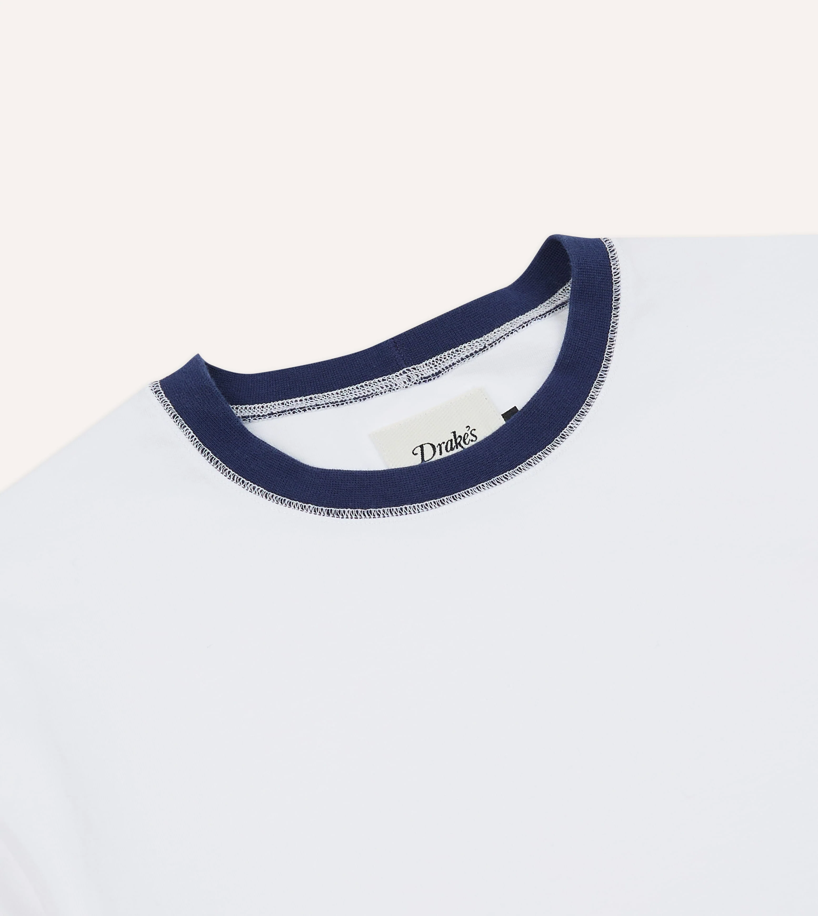 White and Navy Tipped Ringer T-Shirt - Image 3