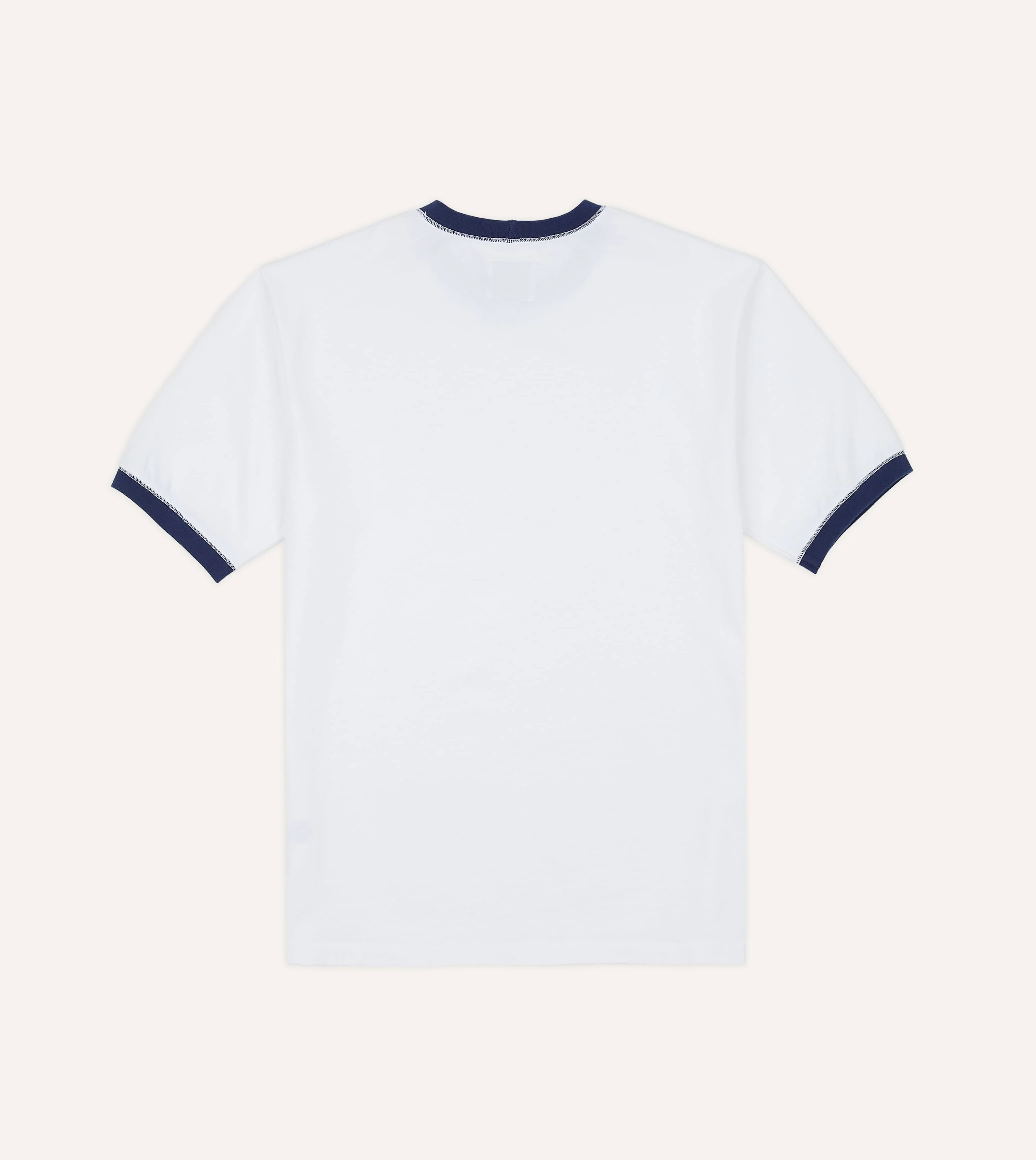 White and Navy Tipped Ringer T-Shirt - Image 4