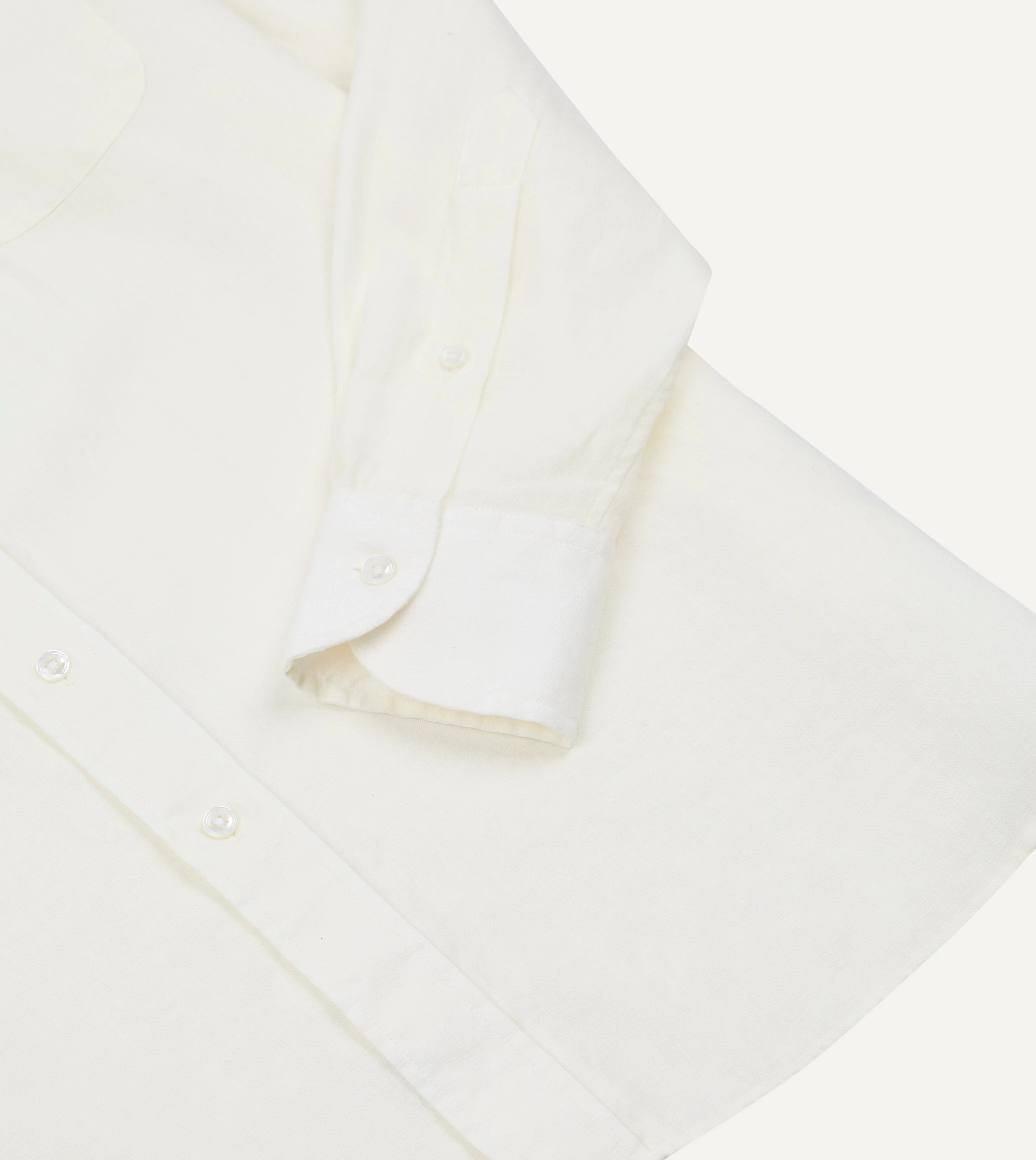 White Linen Button-Down Collar Shirt - Image 5