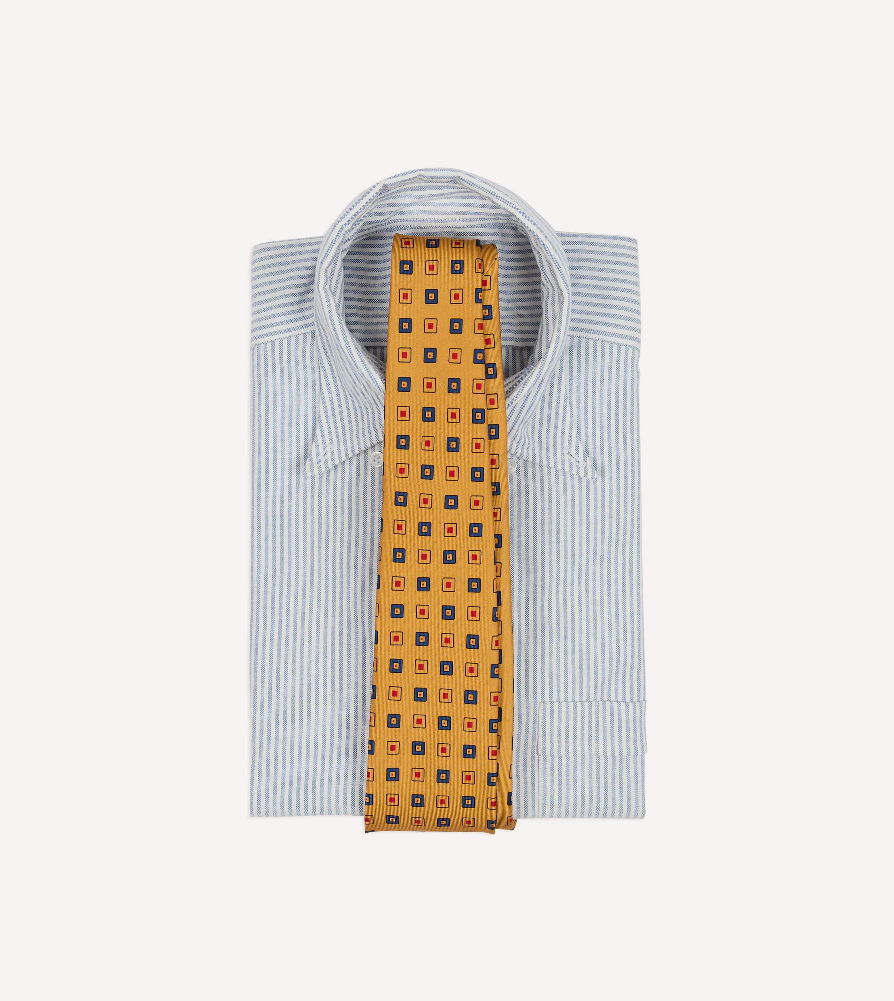 Yellow Geometric Diamond Print Silk Self-Tipped Tie - Image 3