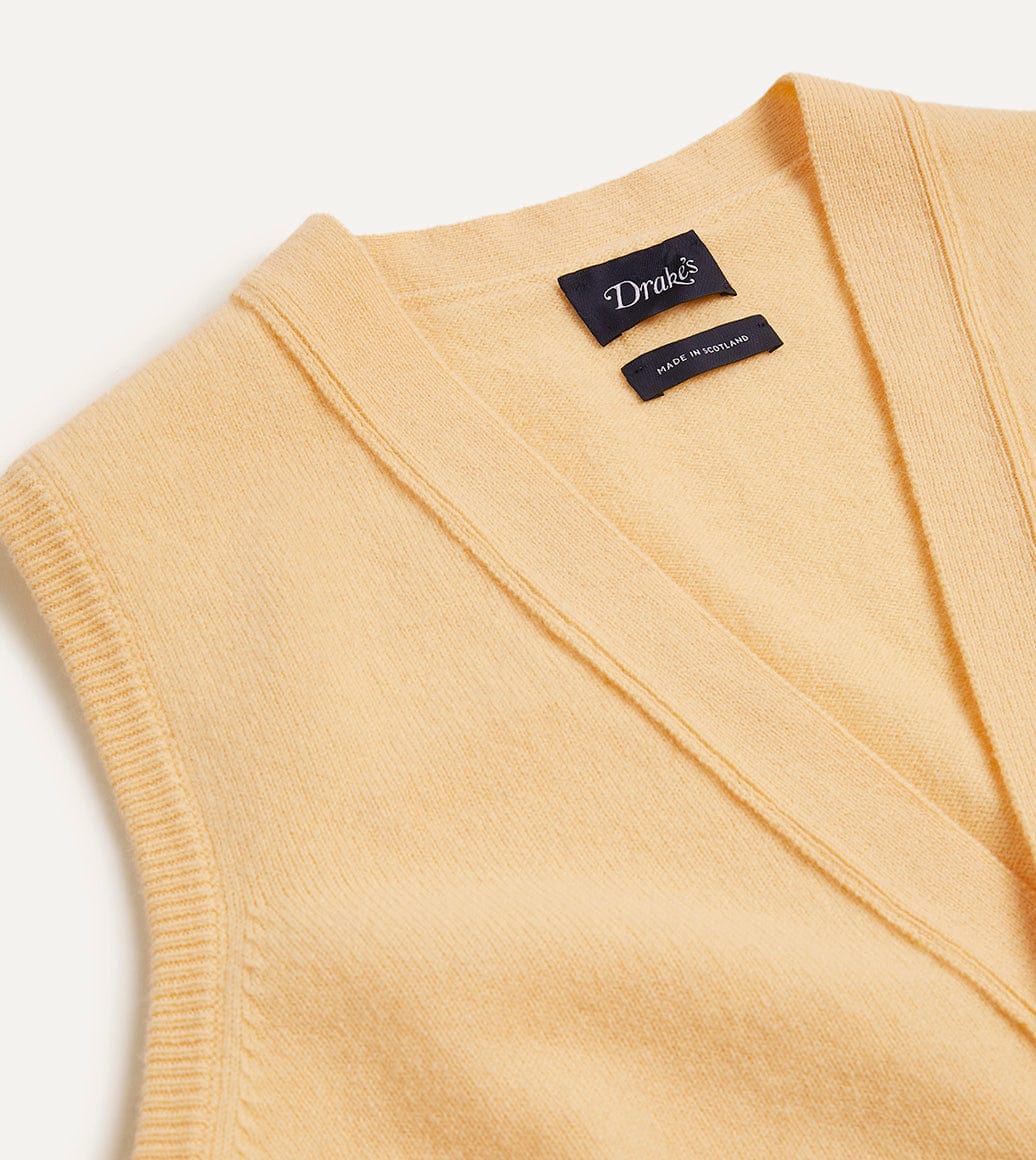 Yellow Lambswool Sleeveless Cardigan - Image 3