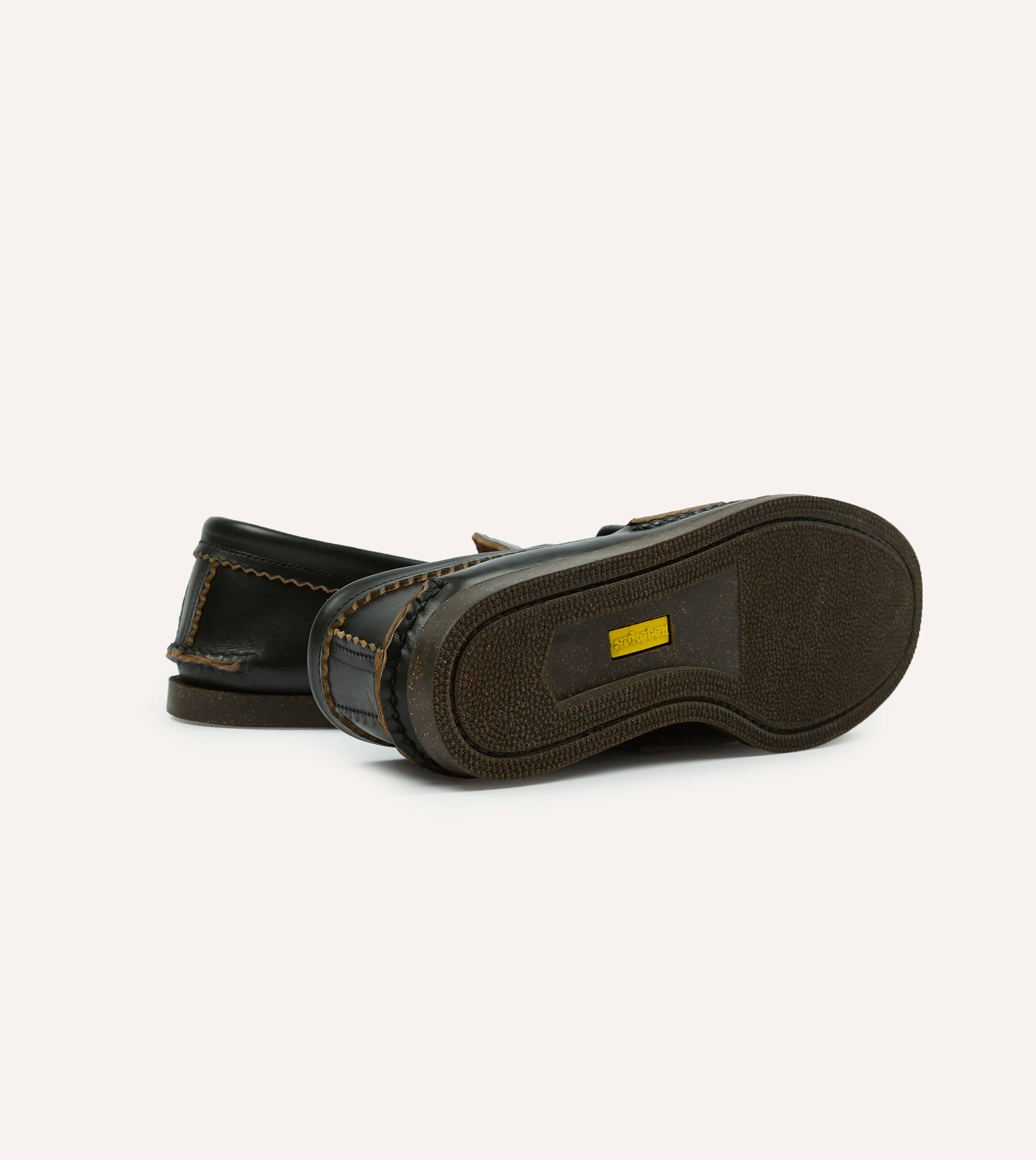 Yuketen Black Leather Bit Loafer with Camp Sole - Image 2
