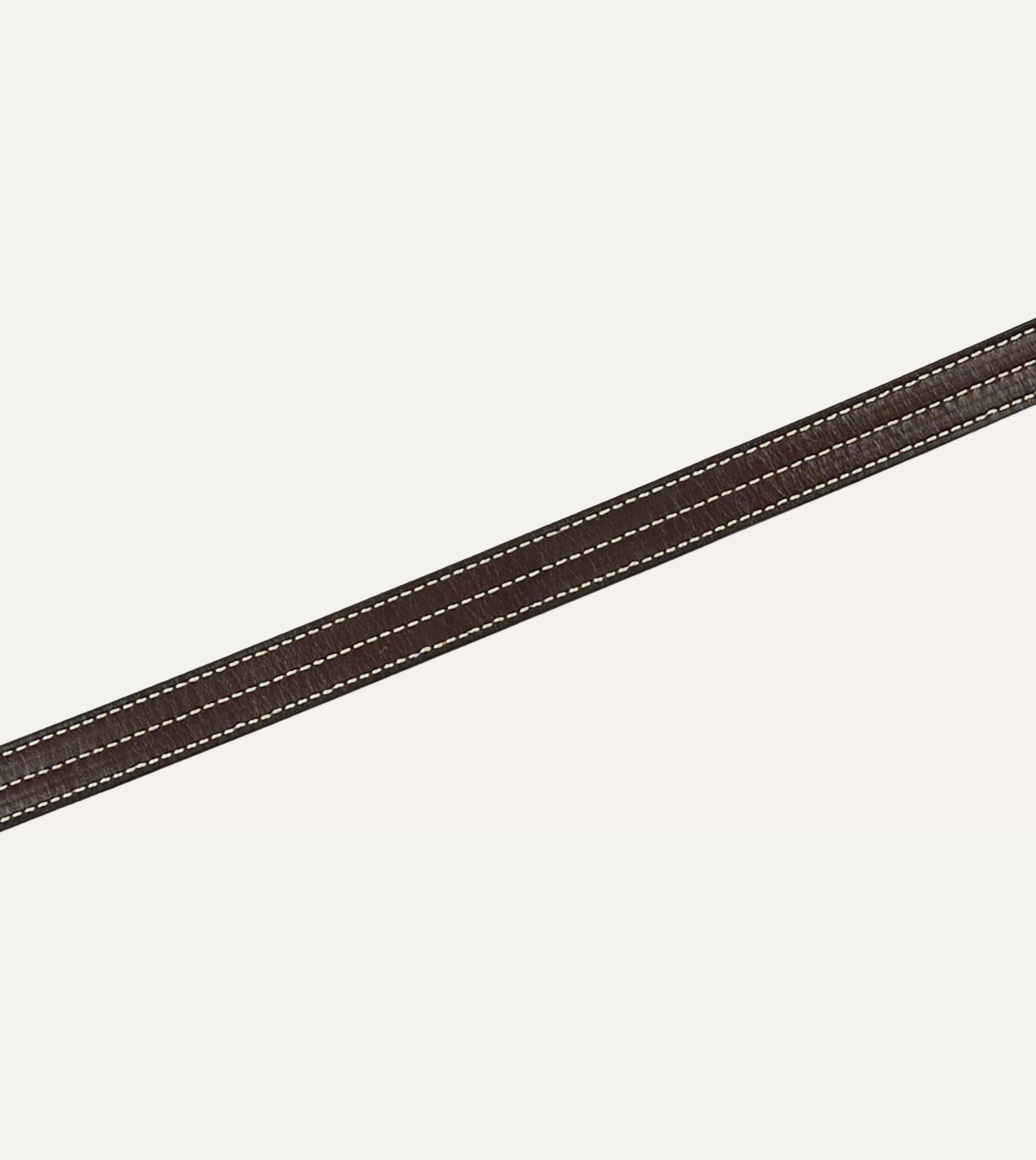 Yuketen Dark Brown Triple Stitched Leather Belt - Image 3
